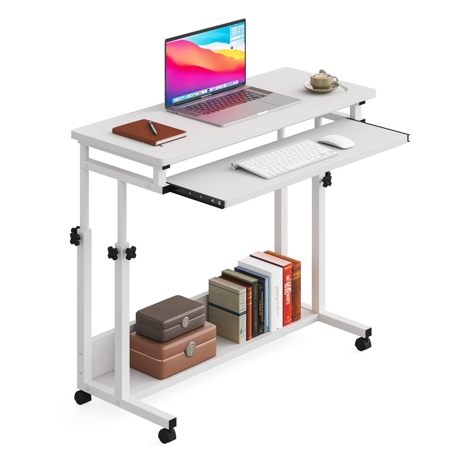 Portable Standing Desk - Little Tree Small Mobile Computer Table for Home Office, White | Perfect for Work from Home, Studying, and Laptop Use
