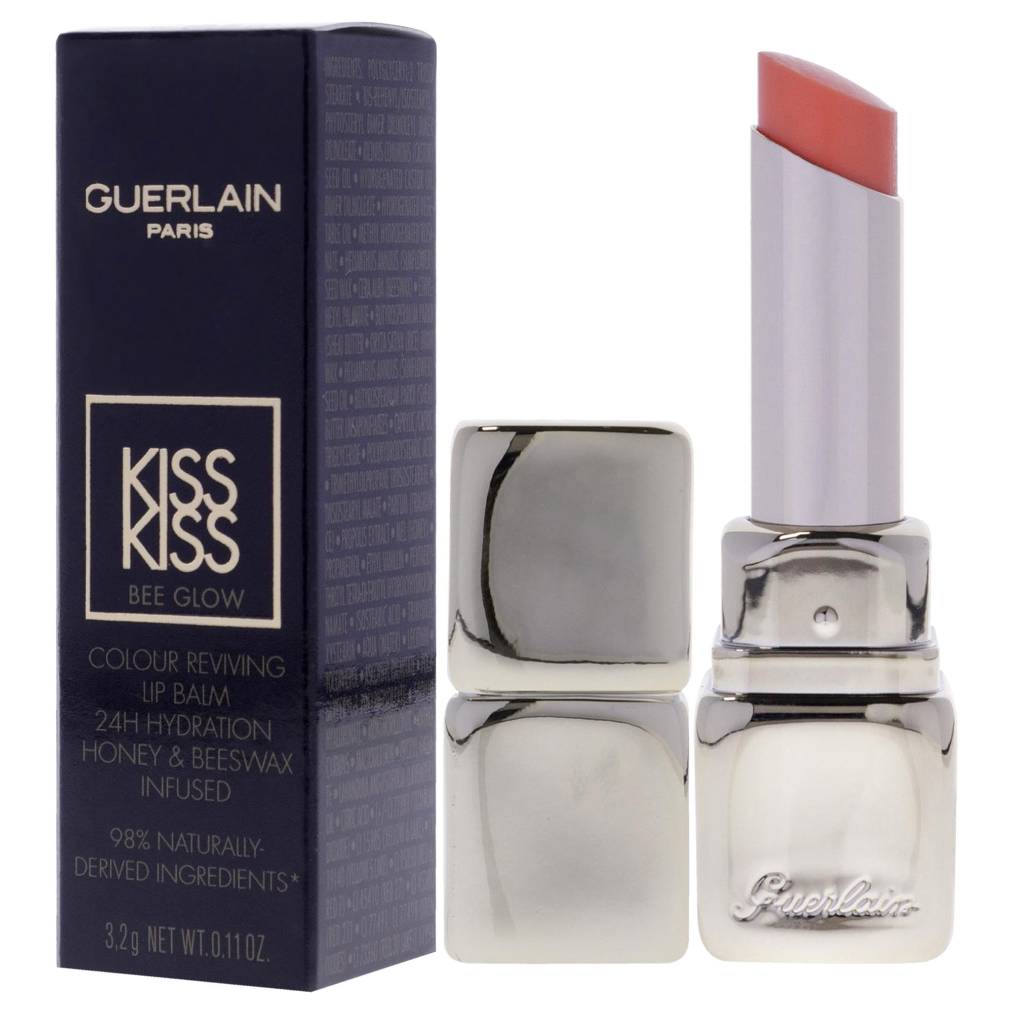 Guerlain Kiss Kiss Bee Glow Lip Balm - 319 Peach Glow Hydrating & Shiny Lip Care for Women (0.11 oz) - Perfect for Daily Moisturizing & Natural Makeup Looks