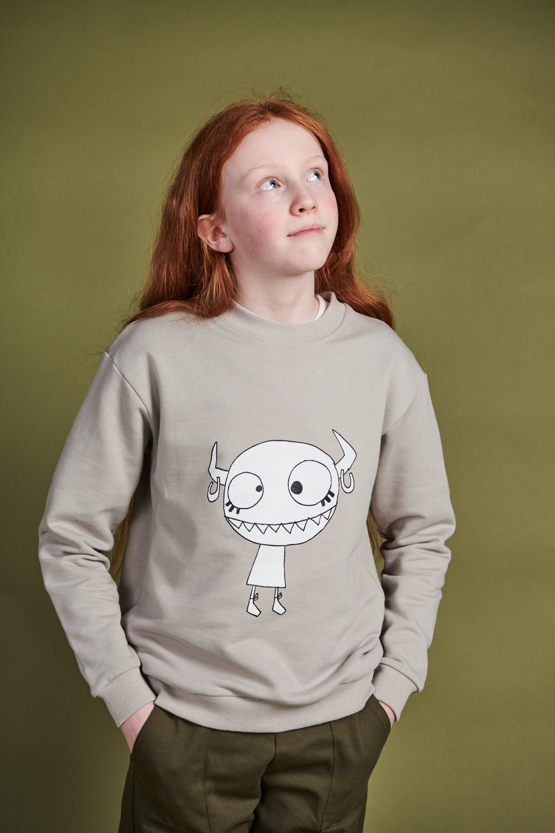 Eco-Friendly Kids Sweatshirt - Plastic-Free Cotton Hoodie for Boys & Girls | Stone Grunhilda Design | Perfect for School, Playdates & Outdoor Activities