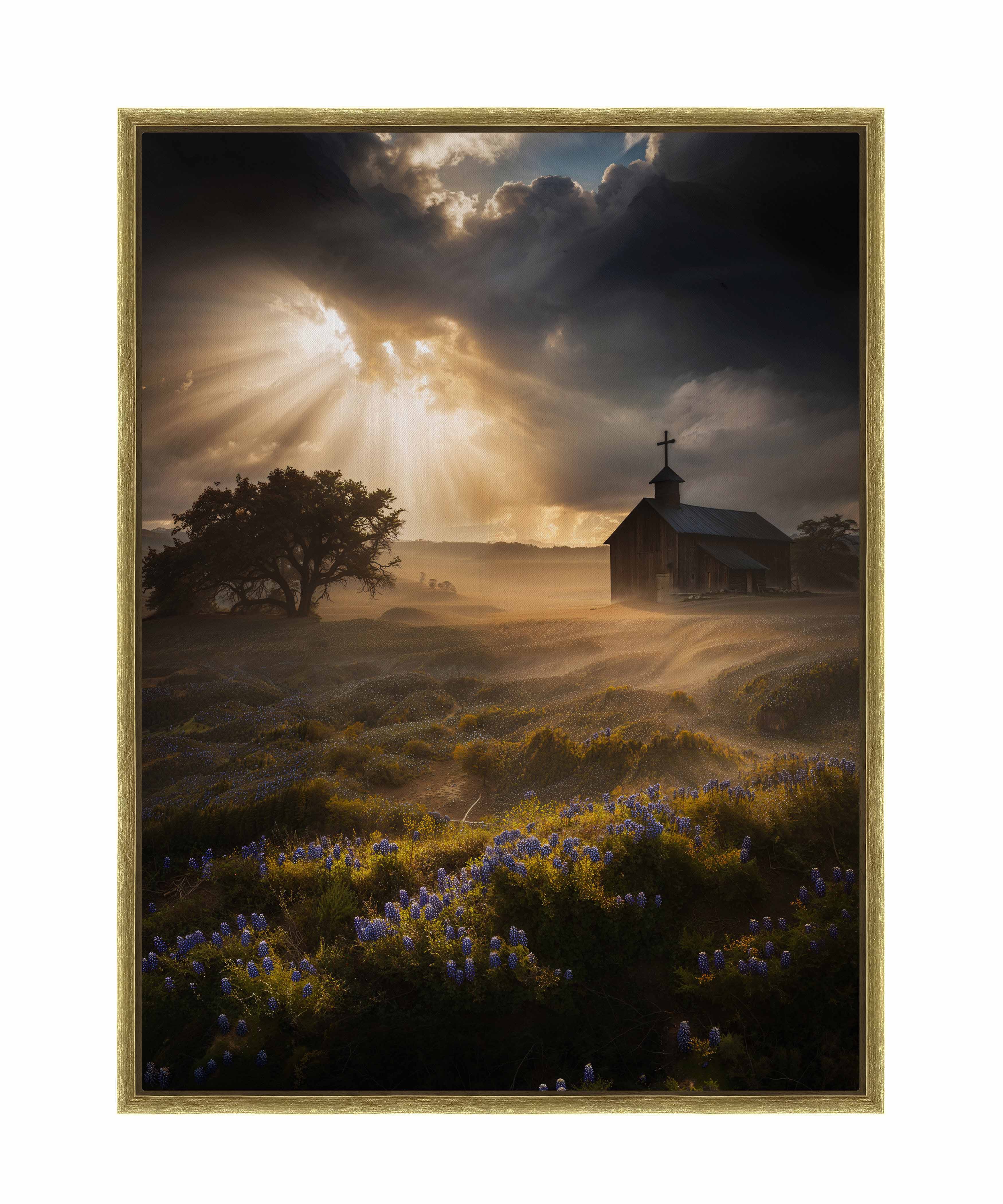 Celestial Rays Over Lone Star Land II - Stunning Galaxy Space Art Print on Gallery Wrapped Canvas - Perfect for Living Room, Bedroom & Office Wall Decor