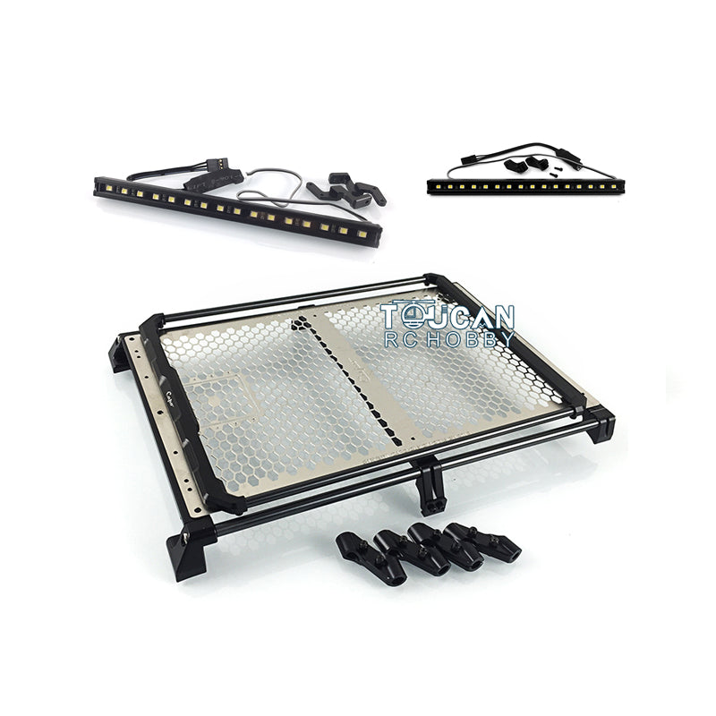 CAPO Multi-Functional Roof Rack & Luggage Rack with LED Lights for 1/6 SIXER1 RC Crawler Car - Compatible with 2.8 inch M/T High Performance Tires & Wheel Hub - Perfect for Off-Road Adventures & RC Car Upgrades