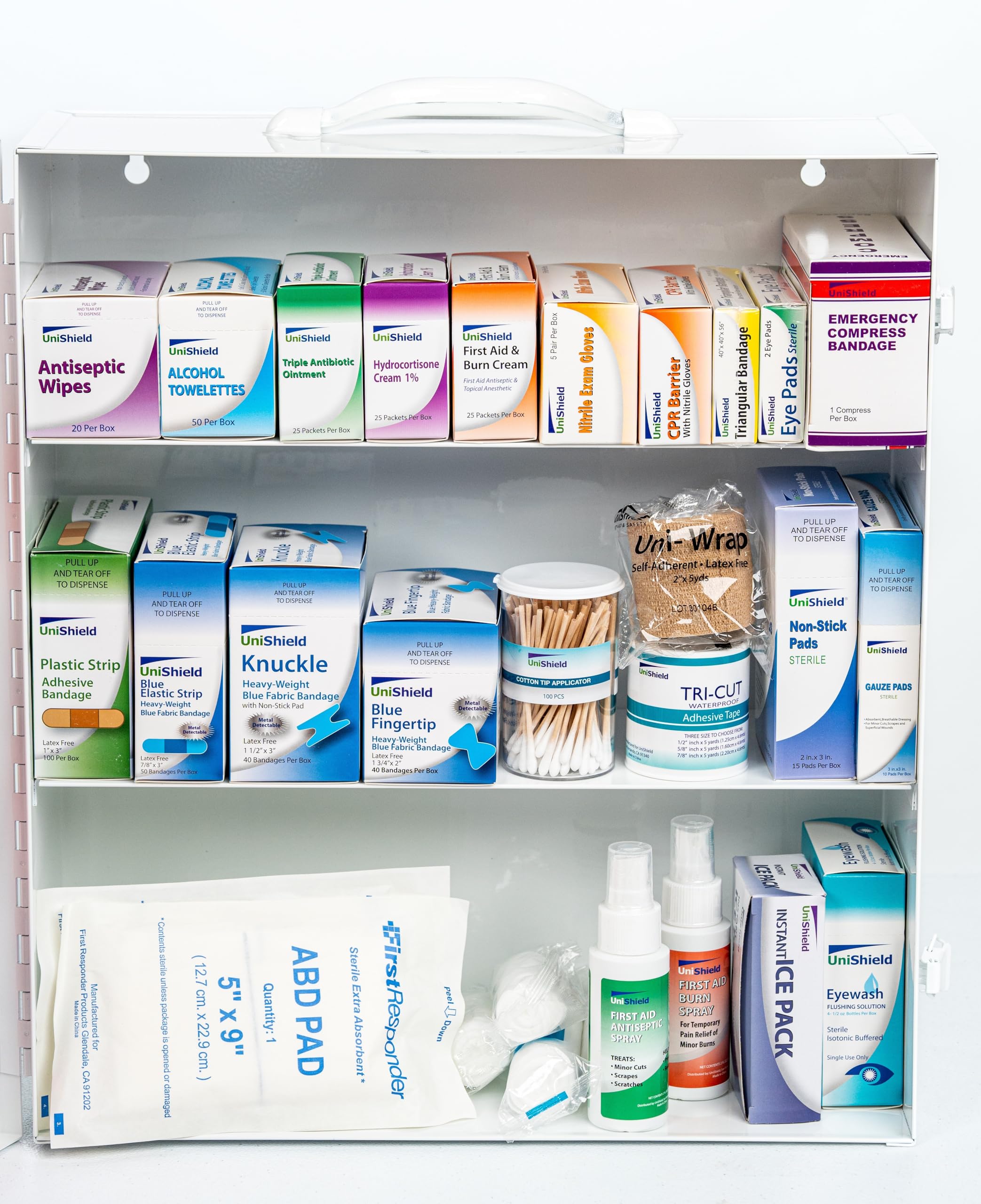 Wall Mount Metal First Aid Cabinet for Restaurants - 3 Shelf Class A Medical Kit Storage (No Tablets Included) - Ideal for Commercial Kitchens, Cafes, and Food Service Areas