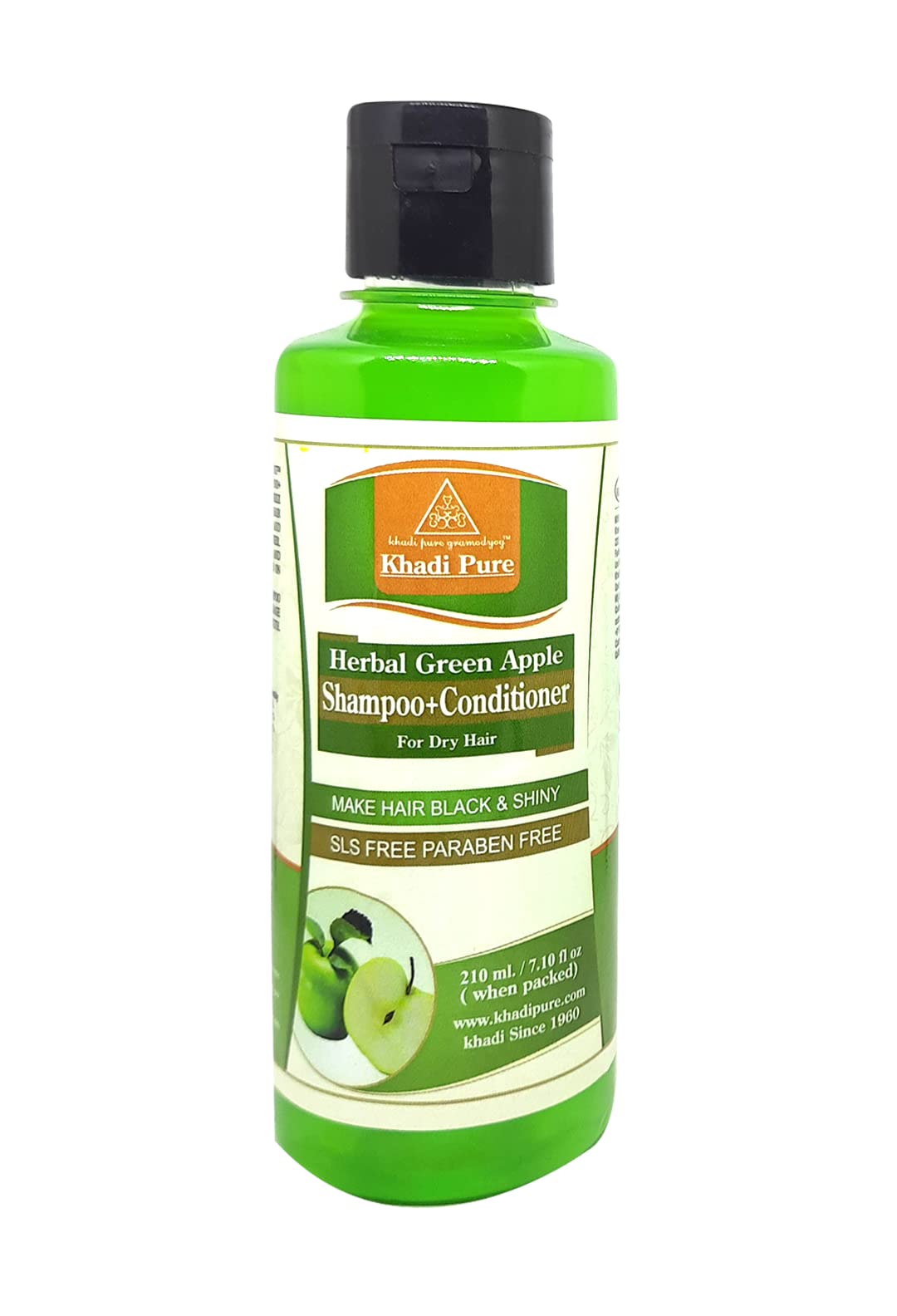 Khadi Pure Herbal Green Apple Shampoo & Conditioner Set - 210ml | SLS & Paraben Free | Natural Hair Care for Shine & Softness | Perfect for Daily Use & Damaged Hair Repair
