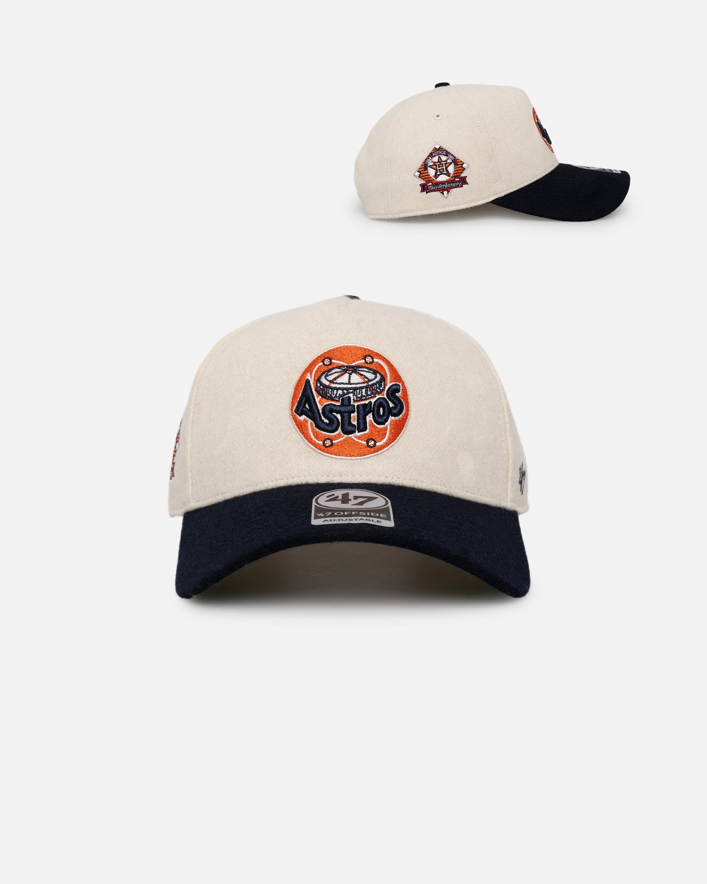 47 Brand Houston Astros 'Wooly Offside DT' Snapback Hat - Adjustable Baseball Cap for Men & Women - Natural/Navy - Perfect for Sports Fans, Game Day & Casual Wear