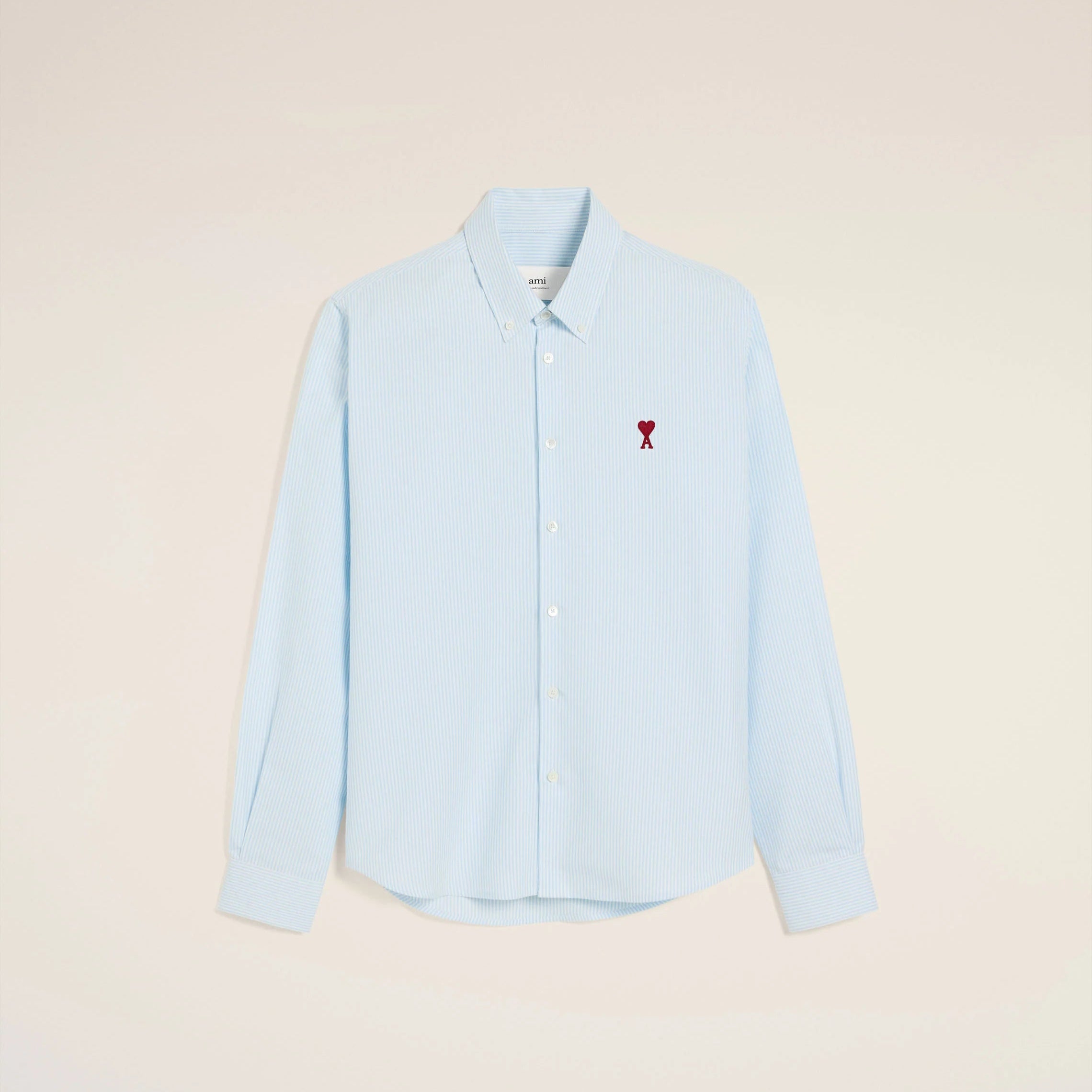 AMI Paris Blue Button Down Shirt with Ami de Coeur Logo - Stylish Casual Wear for Men, Perfect for Office, Date Night & Weekend Outings