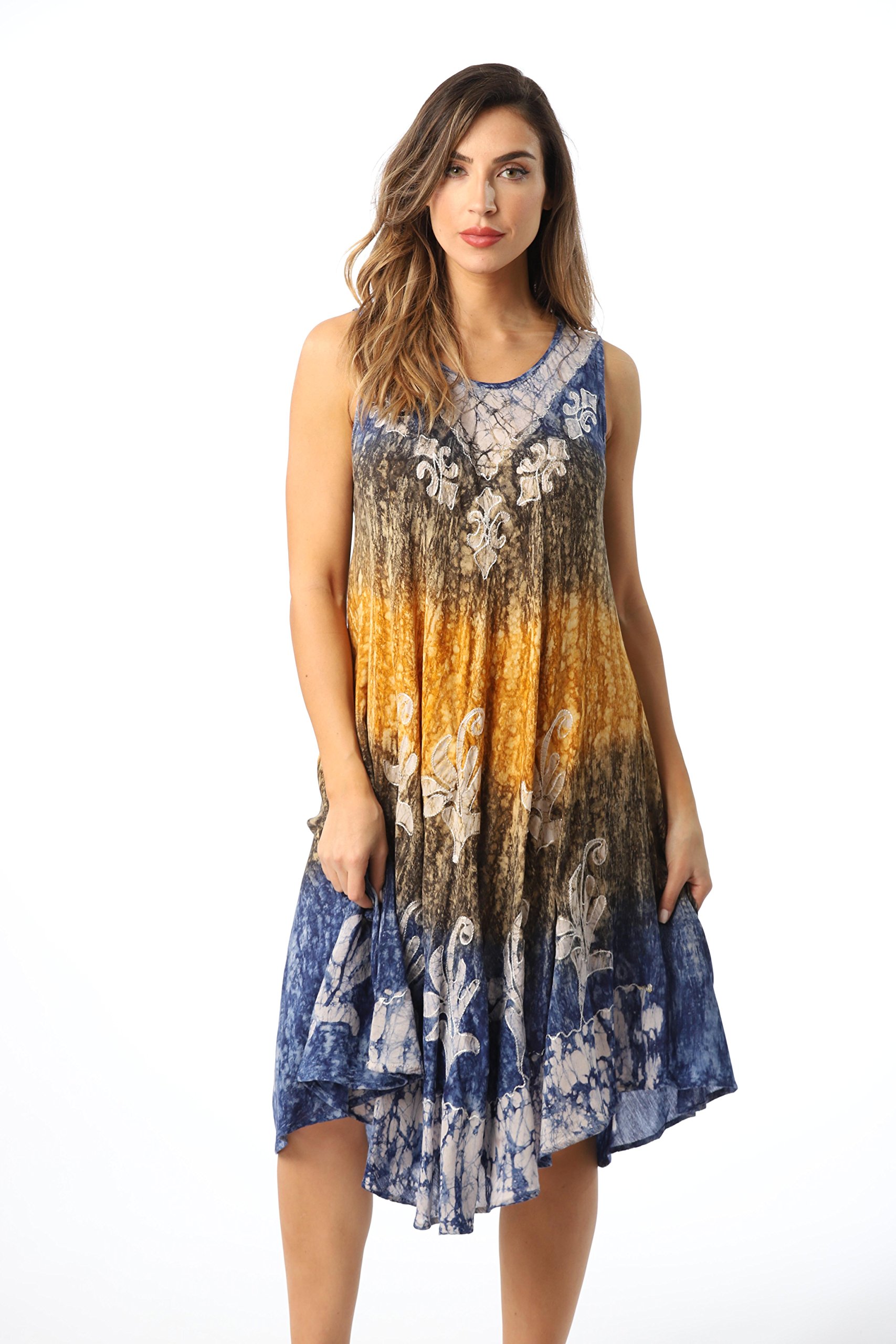 Riviera Sun Batik Marble Tie Dye Summer Dress - Beach Cover Up for Women, Boho Chic Swimwear Coverup, Perfect for Pool Party, Vacation & Tropical Getaways
