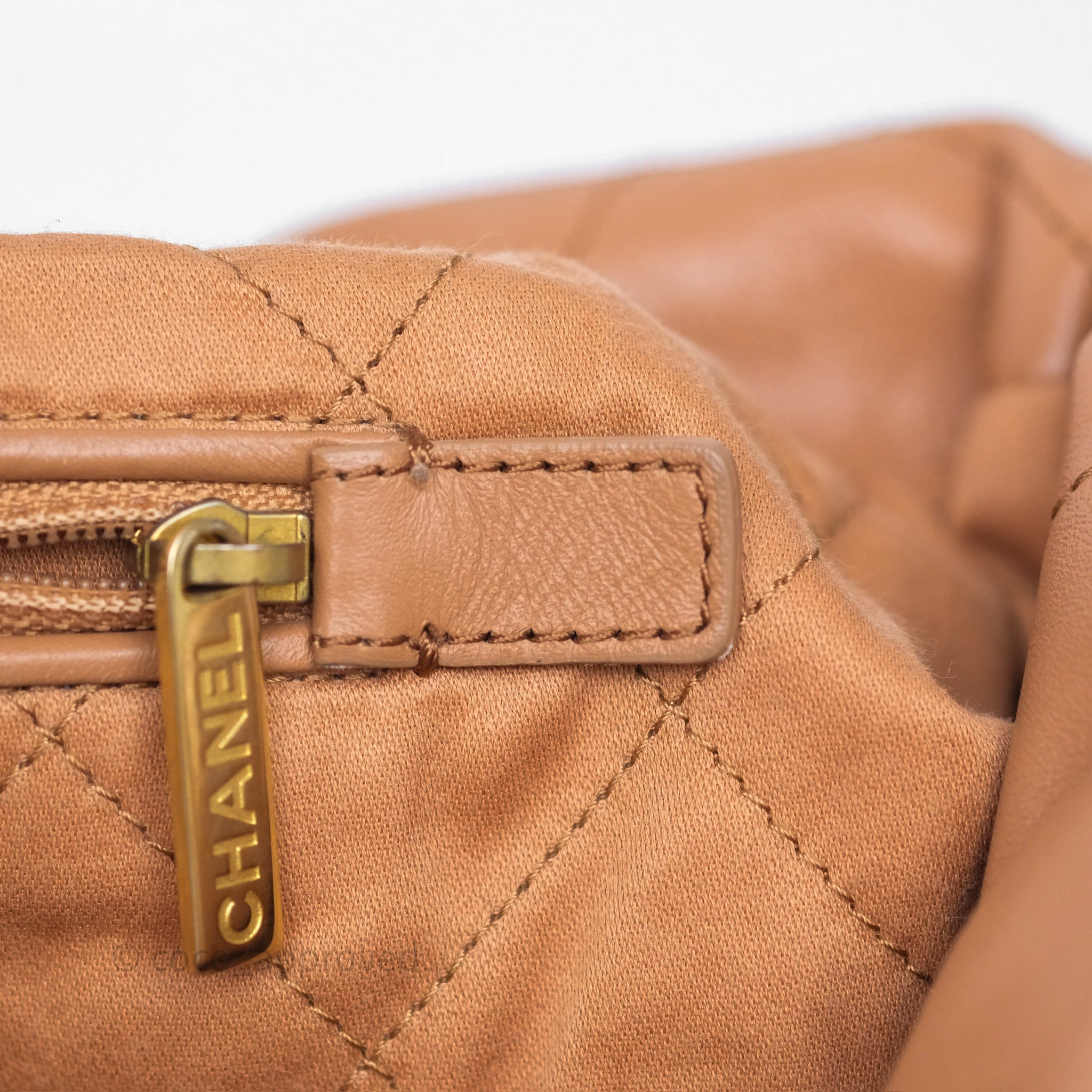 Chanel 22 Small Handbag in Caramel Beige Shiny Calfskin Leather with Aged Gold Hardware - Luxury Crossbody Bag for Women, Perfect for Date Night & Evening Events