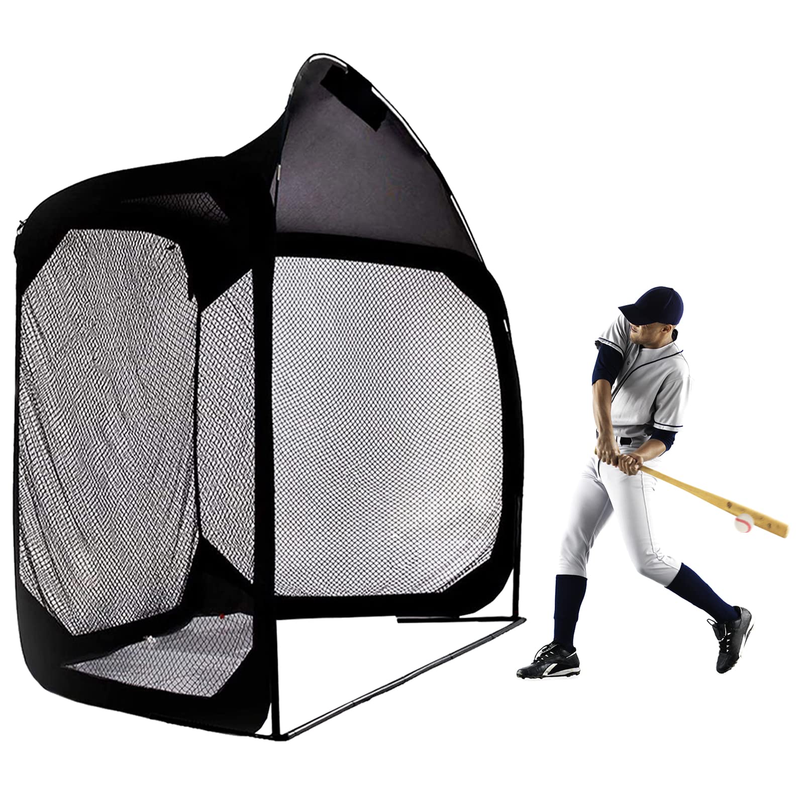 Hubble Heavy Duty Baseball & Softball Batting Cage Net with Frame - Pop Up Backstop Training Equipment for Outdoor Practice | Perfect for Backyard, Field, and Team Training Sessions