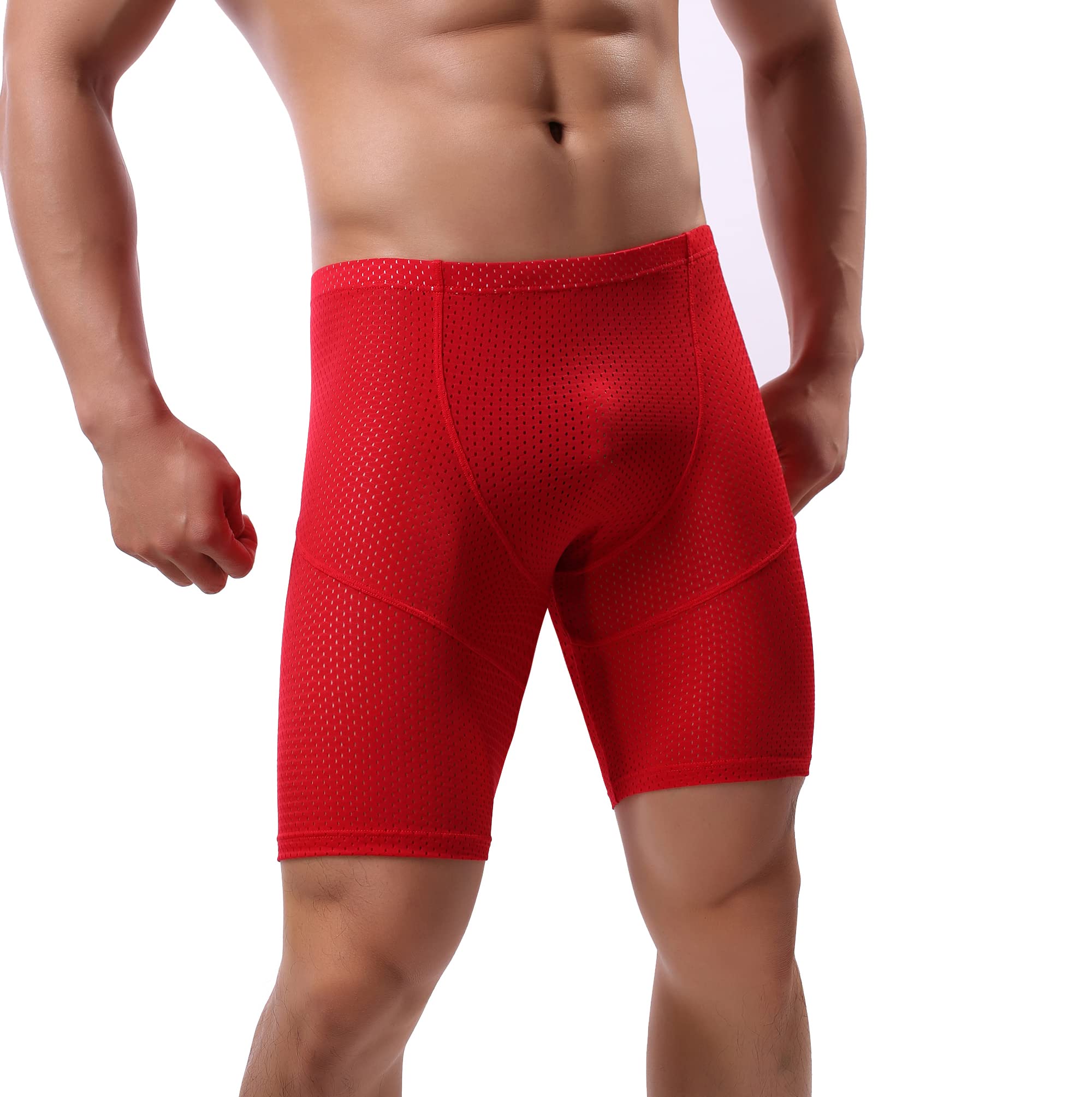 Linemoon Men's Tight Yoga Workout Shorts - Breathable Mesh Gym Training Shorts for Running, Cycling & Fitness | Quick-Dry Activewear for Men