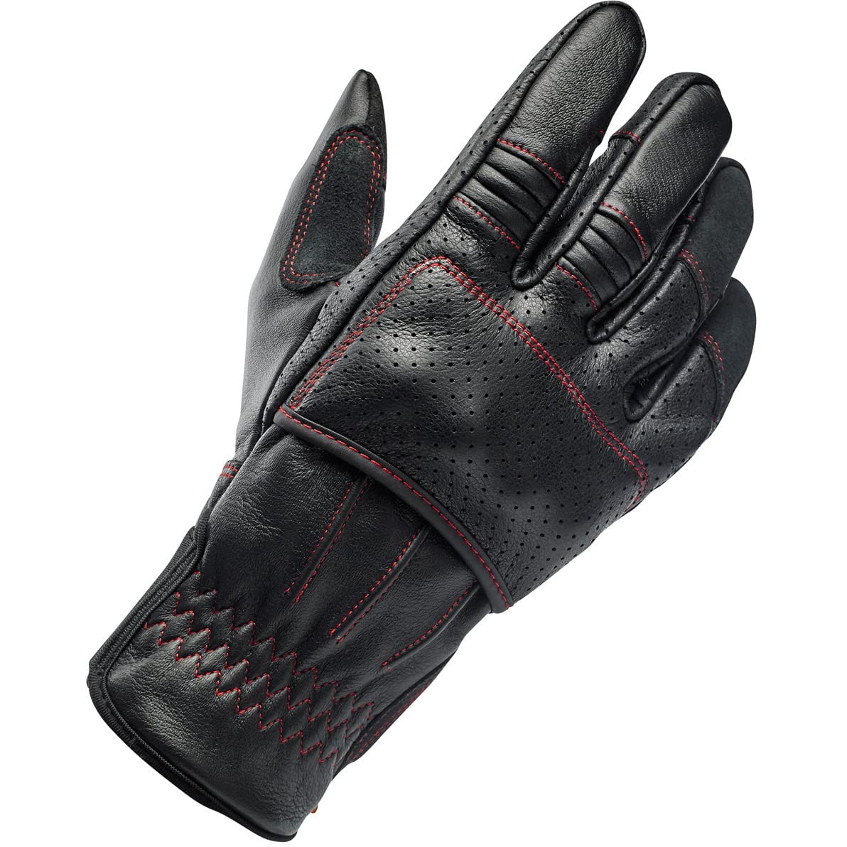 Biltwell Borrego Motorcycle Gloves - CE Certified, Abrasion Resistant, Shock Absorbing, Hard Knuckle Protection (Redline) - Ideal for Street Riding, Cruisers & Adventure Biking