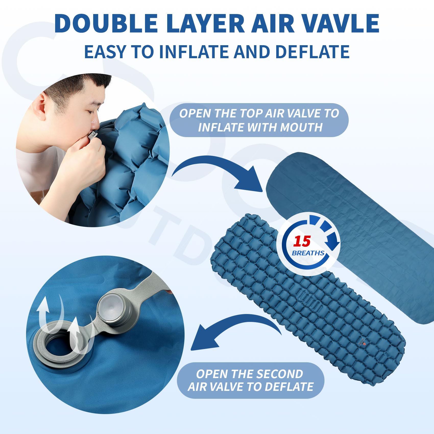 Ultralight Inflatable Camping Sleeping Pad - 2 Inch Thick Portable Air Mattress for Backpacking, Hiking & Travel | Compact Sleeping Mat for Tents, Cars & Outdoor Adventures | Perfect for Camping, Backpacking & Road Trips