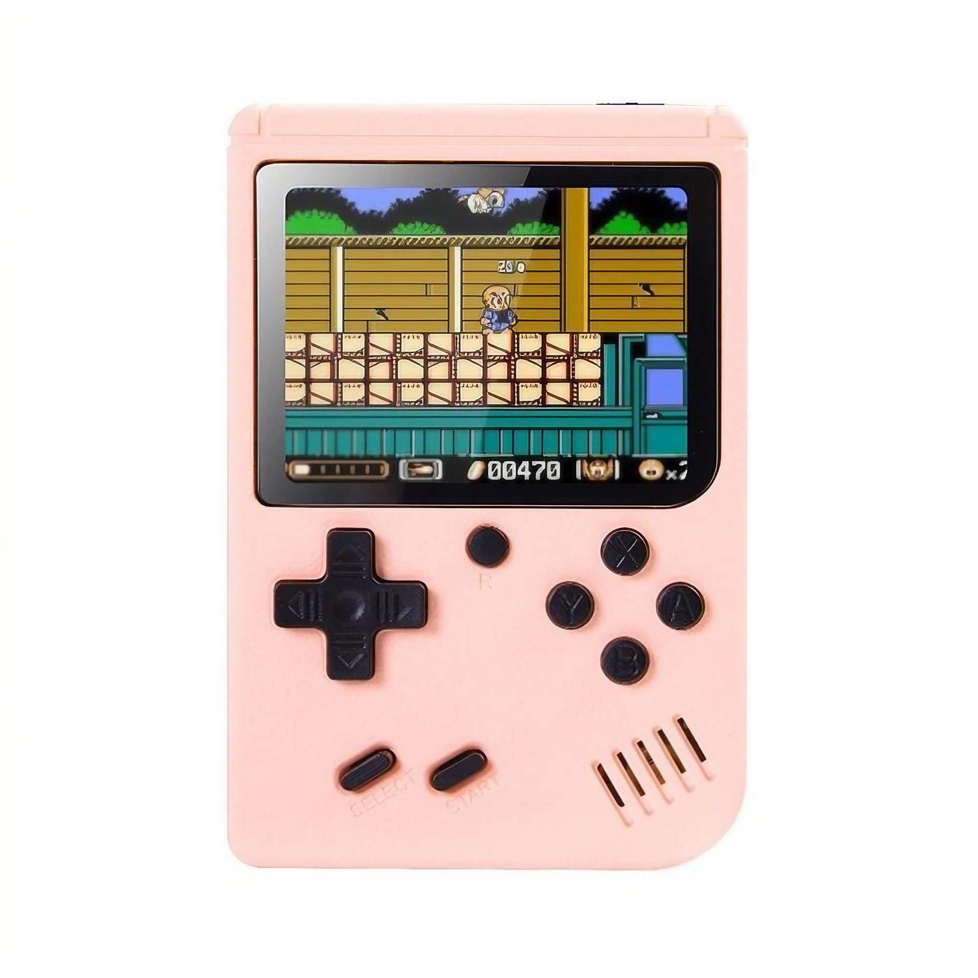 ZOMTOP Retro 8-Bit Portable Mini Handheld Game Console - 3.0 Inch Color LCD, Built-in 500 Classic Games, TV Output, Pink - Perfect for Kids Gift, Travel Entertainment & Nostalgic Gaming