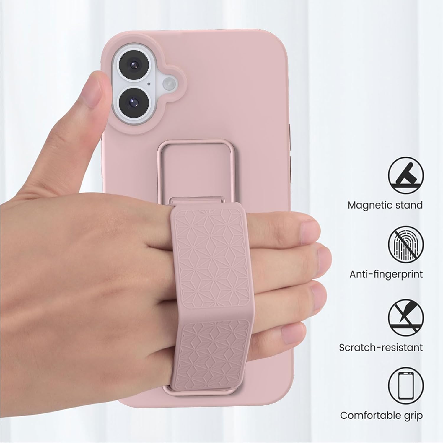 Shockproof iPhone 16 Case with Kickstand - Slim Flexible Liquid Silicone Protective Cover for iPhone 16 (2025 Model) | Perfect for Workouts, Travel & Everyday Protection