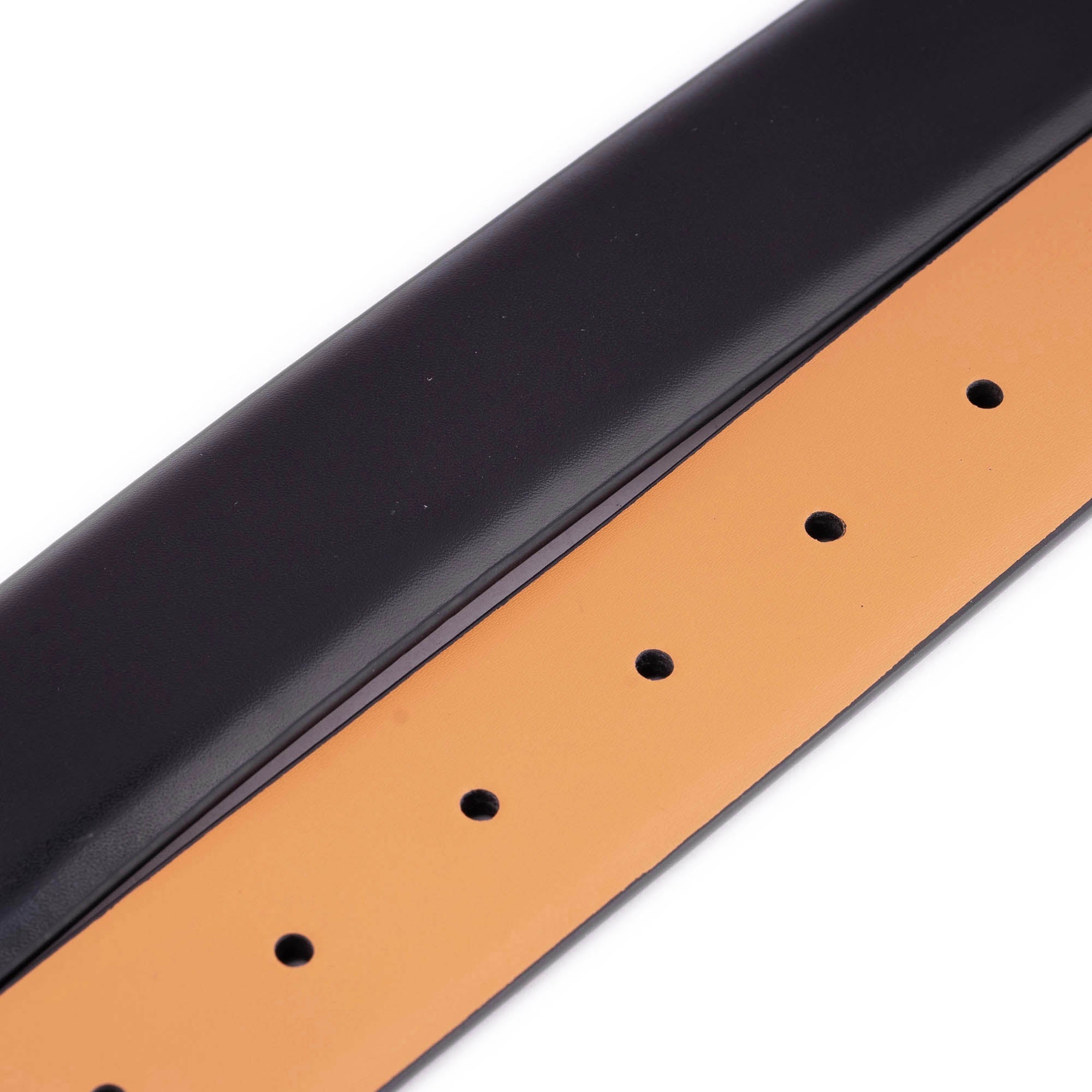 Reversible Black & Beige 3.5cm Leather Belt for Men - Versace Buckle Replacement - Perfect for Business, Casual & Formal Outfits
