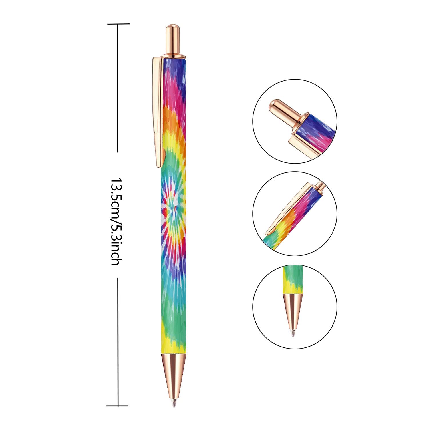 Premium Metal Retractable Ballpoint Pens - 3 Pack Blue Tie Dye Pattern, 1.0mm Medium Point Click Pens for Smooth Writing | Ideal for Office, School, Journaling & Everyday Use