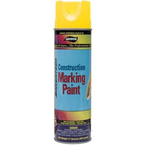 Aervoe 252 15 oz. Yellow Construction Marking Paint - High Visibility, Fast Drying, Long Lasting - Perfect for Road Marking, Utility Lines & Construction Zones