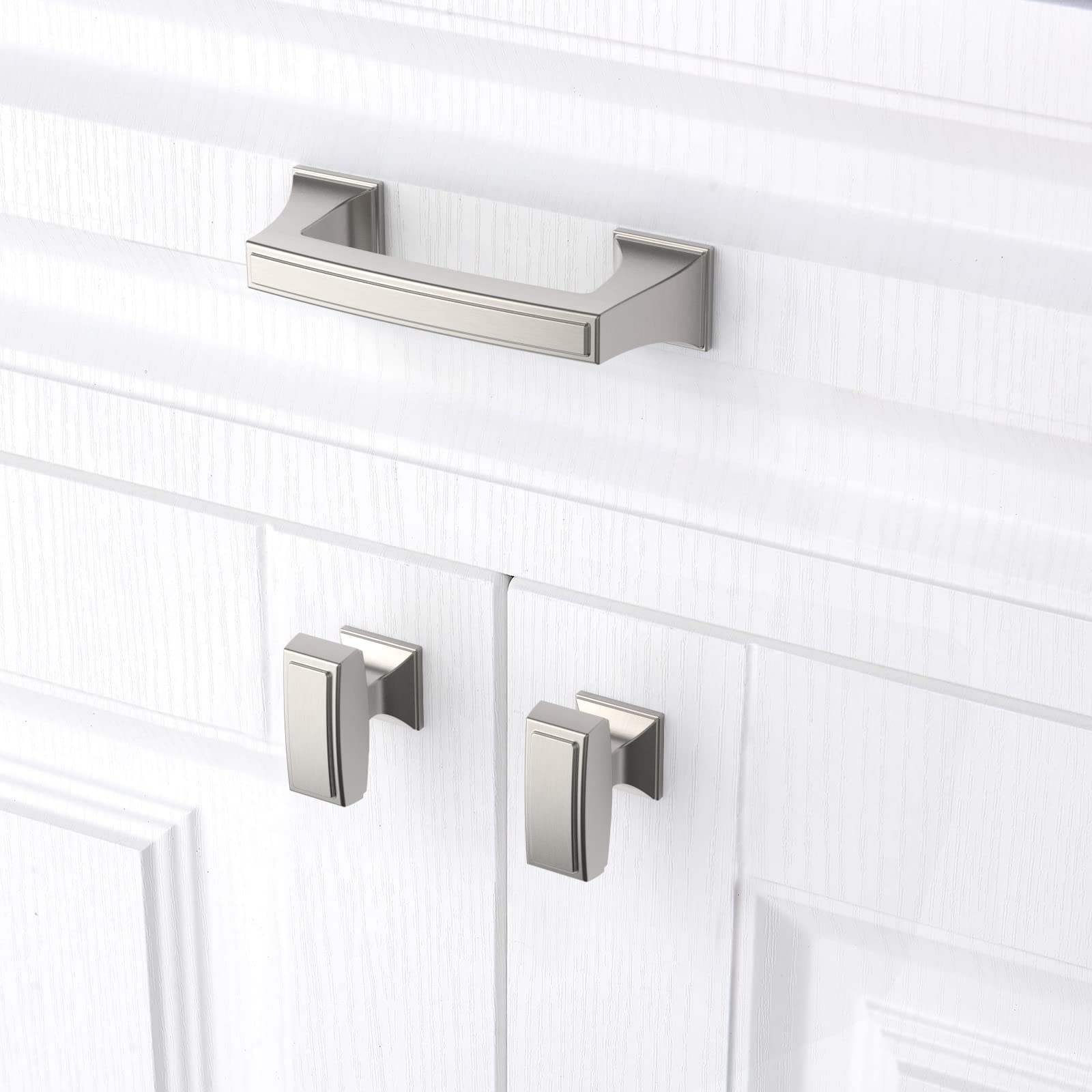 10 Pack 3 Inch (76mm) Brushed Satin Nickel Cabinet Handles - Modern Kitchen Cabinet Pulls & Drawer Handles for Dresser, Wardrobe, Cupboard - Perfect for Home Renovation & Furniture Upgrade