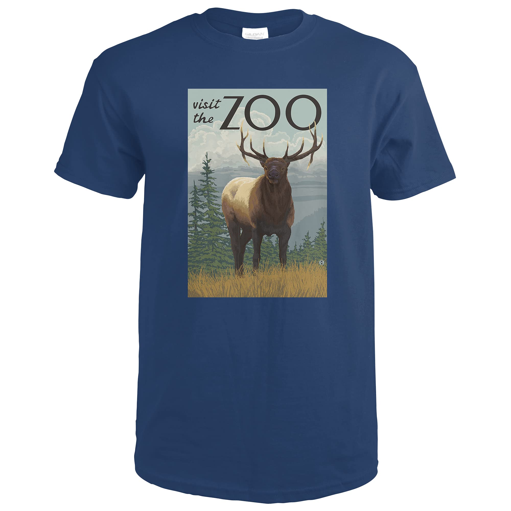 Elk Solo Zoo Visit 25484 Navy Blue XX-Large T-Shirt - Perfect for Wildlife Enthusiasts & Outdoor Adventures