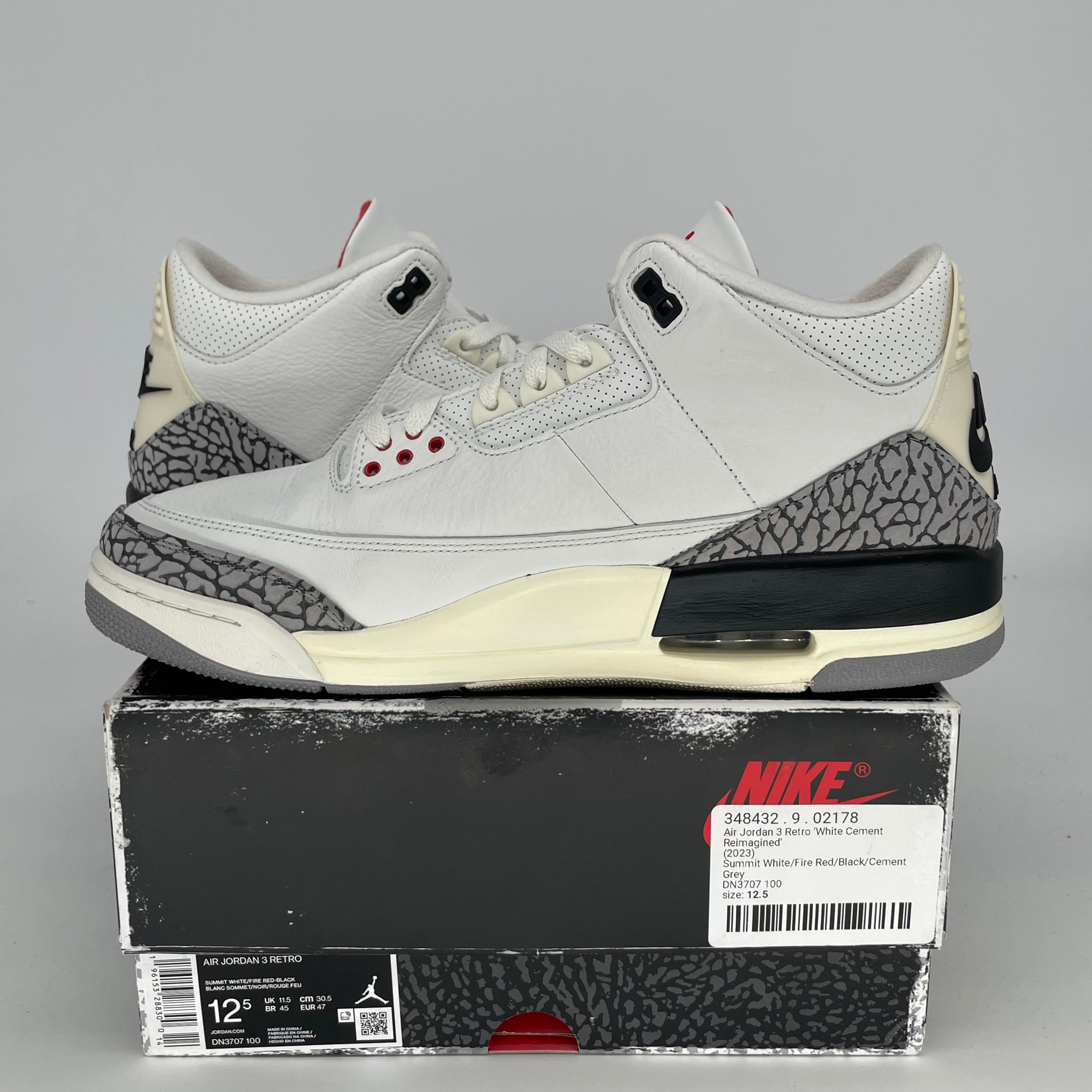 AIR JORDAN 3 White Cement Reimagined - Men's Size 12.5 (DN3707-100) - Authentic Retro Basketball Shoes for Sneaker Collectors & Streetwear Fashion