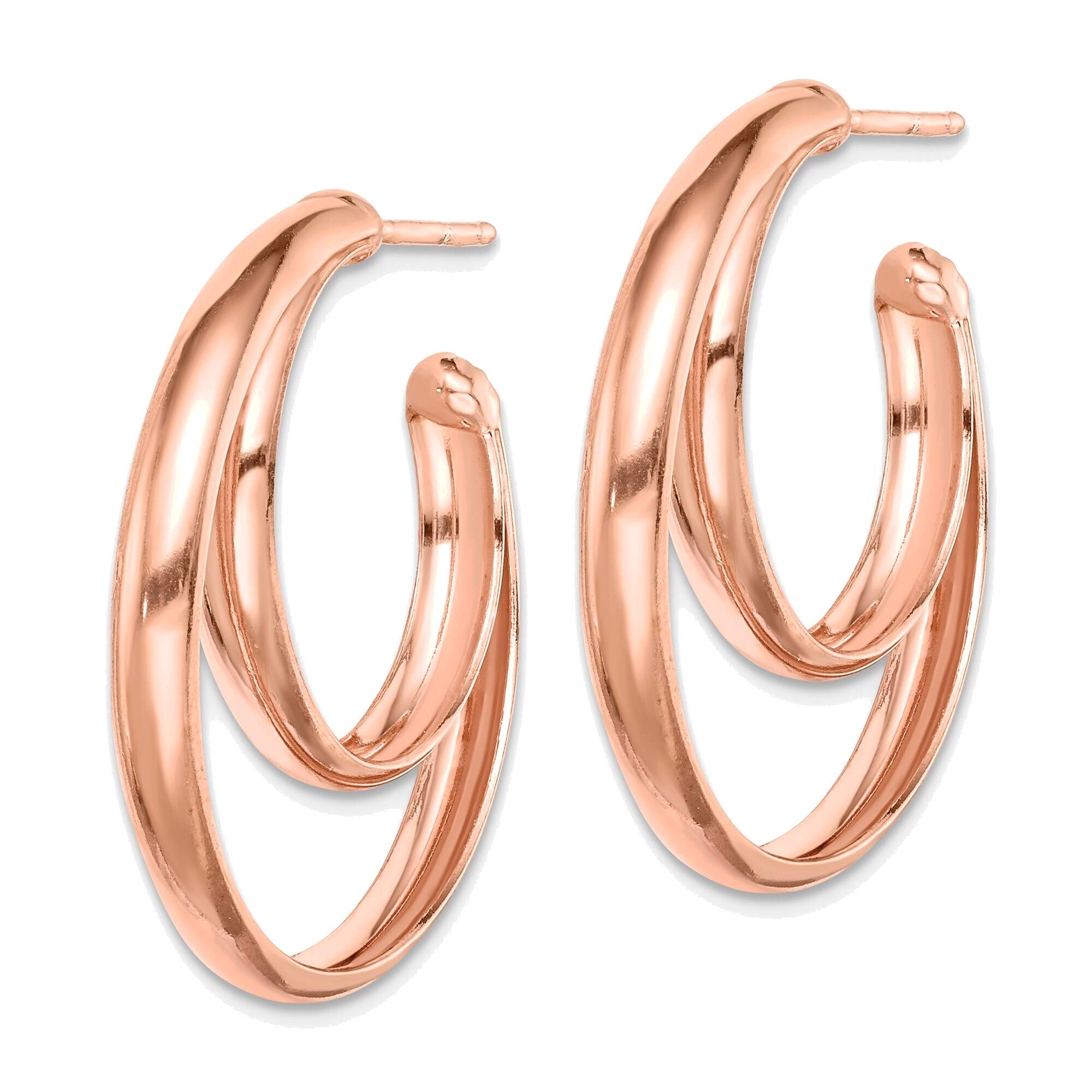 Sterling Silver Rose Gold Plated Hoop Earrings for Women - 28x3.5mm Post Earrings - Perfect for Everyday Wear, Date Nights & Special Occasions
