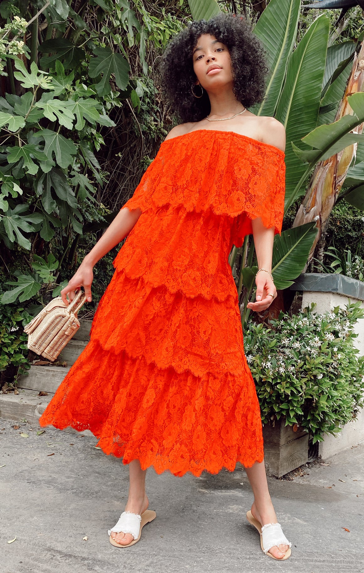 Lana Midi Dress - Red Floral Lace Spring Summer Dress for Women | Perfect for Weddings, Parties & Date Nights