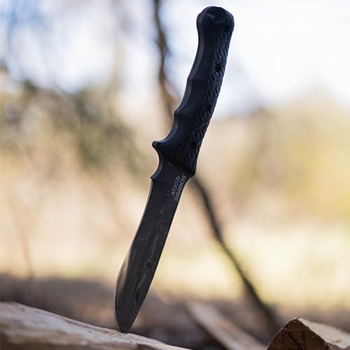 Schrade Delta Class Bedrock High Carbon Steel Fixed Blade Knife - 7 Inch Drop Point Blade for Bushcraft, Survival, Hunting & Outdoor Adventures | Durable Camping Knife with Sheath for Hiking, Fishing & Wilderness Survival