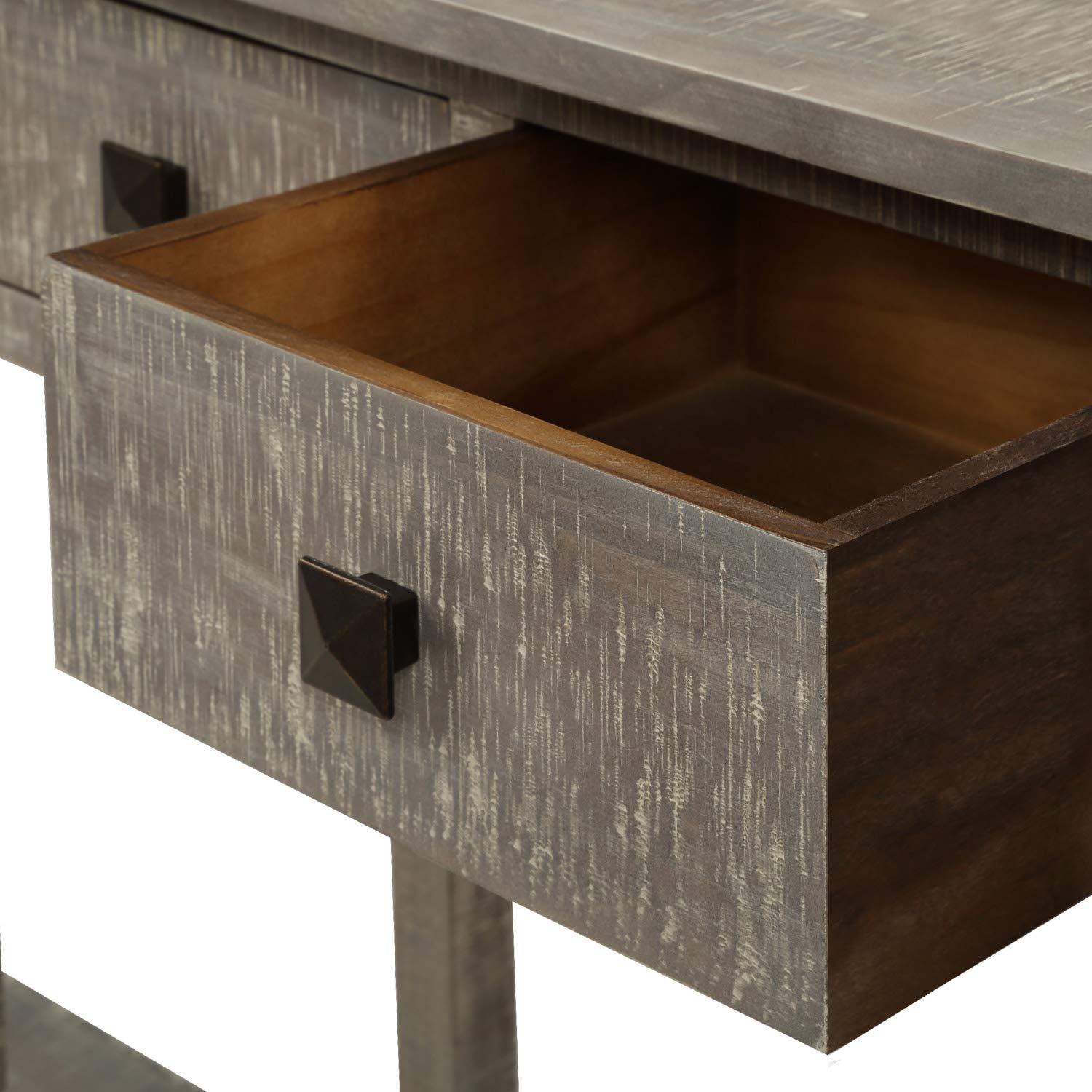 JULYFOX 59 Inch Long Rustic Solid Wood Console Table with Storage Drawers & Shelf - Heavy Duty Entryway Sofa Table for Living Room, Office, Hallway, Bar | Perfect for Small Spaces, Home Decor & Multi-Purpose Use