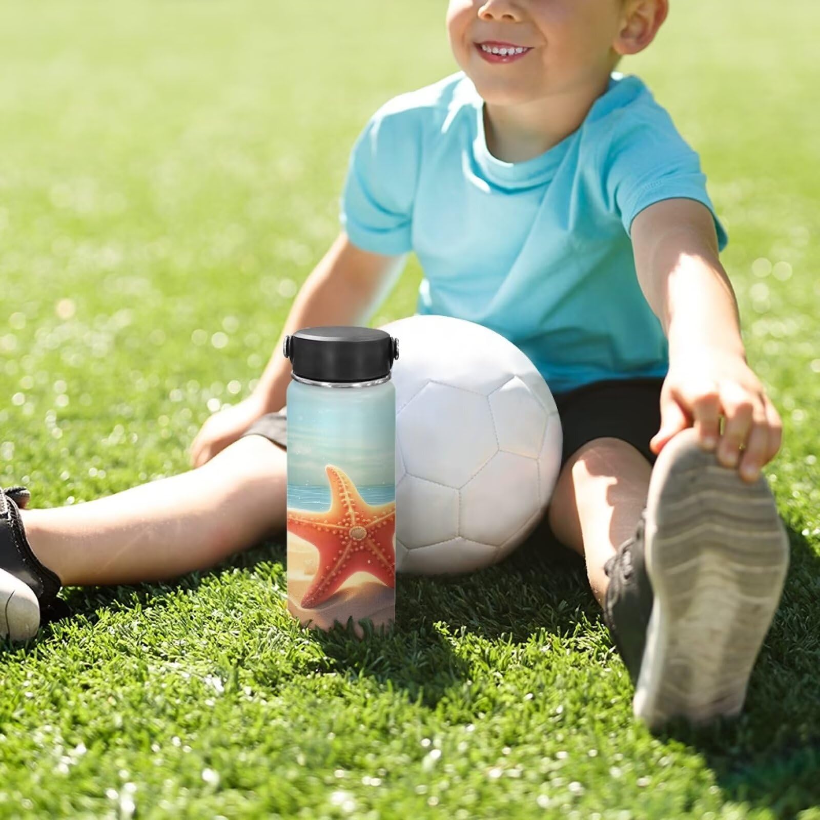 18oz Stainless Steel Insulated Water Bottle with Lid & Carry Loop - Leak Proof, BPA Free - Perfect for Beach, Gym, Sports & Outdoor Activities - Ideal for Men, Women & Kids