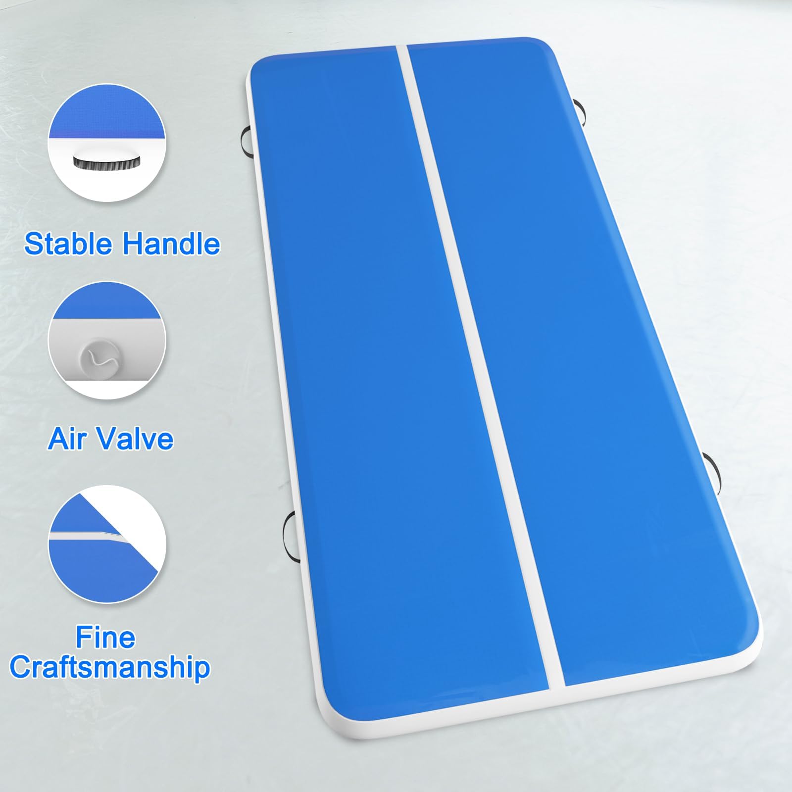8-Inch Thick Inflatable Tumbling Track Mat for Gymnastics - 13ft/16ft/20ft/26ft x 6.6ft Air Mat with Electric Pump | Perfect for Home Training, Gymnastics Practice & Tumbling Exercises