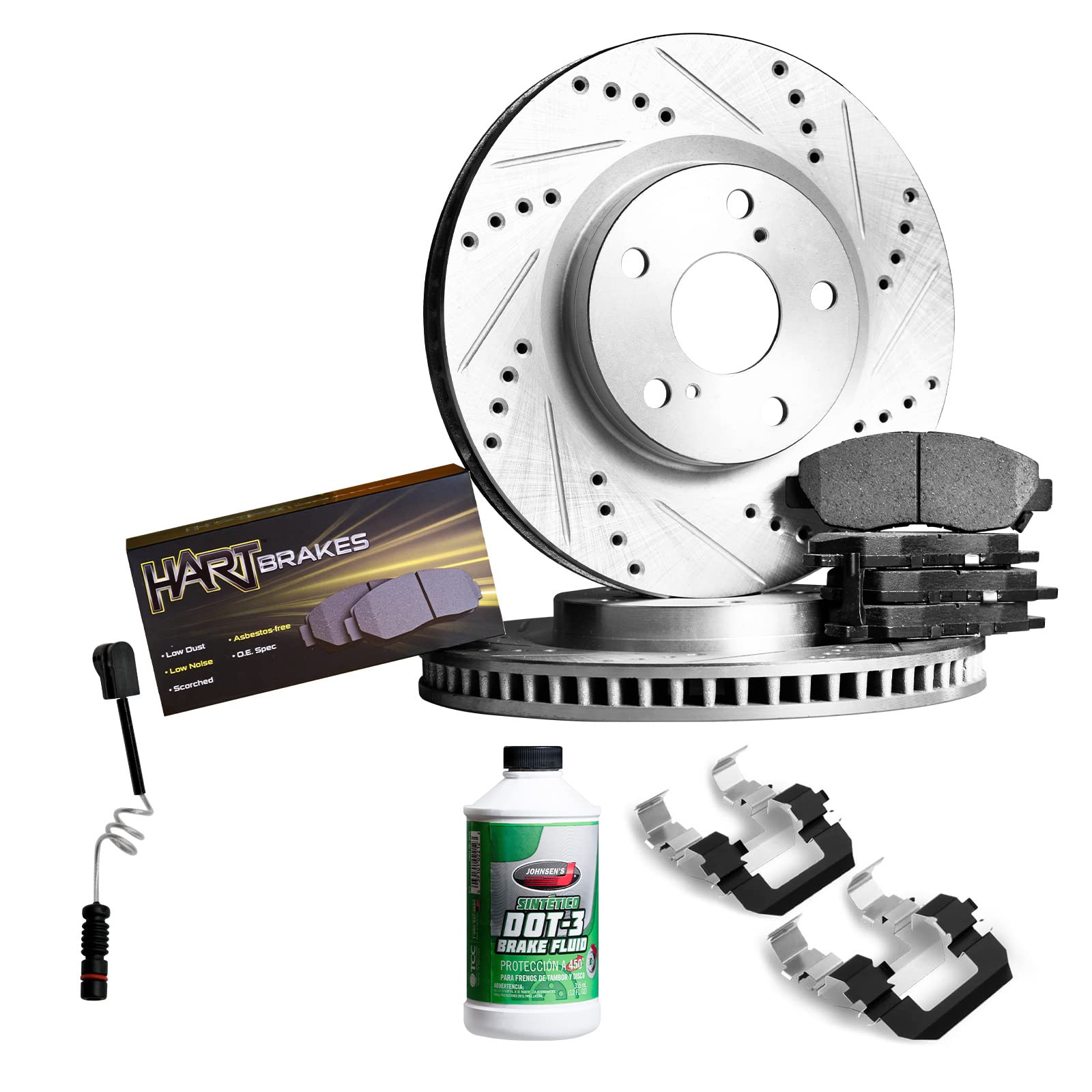 Hart PHC1.02003.53 Front Brake Pads and Rotors Kit - Semi-Metallic Brake System with Hardware & Sensor | Perfect for Sedans, SUVs & Trucks | Smooth Stopping Power for City Driving & Highway Safety