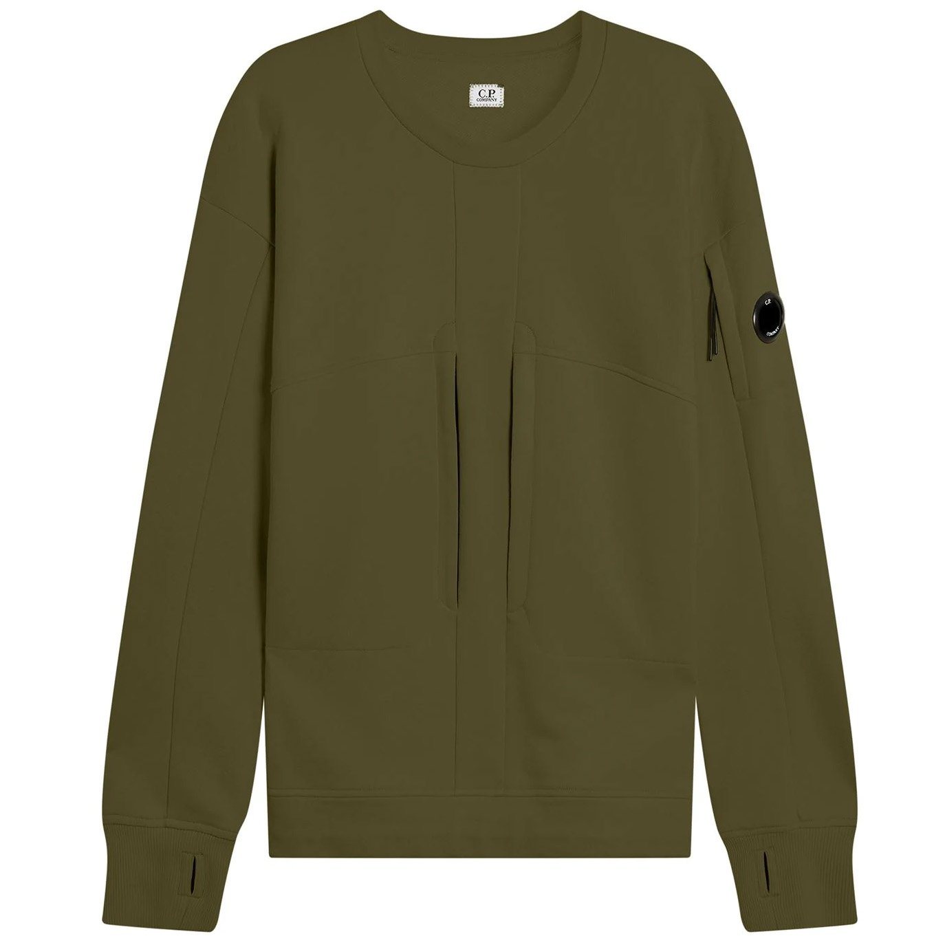 CP Company Khaki Zip Chest Sweater - Men's Casual Pullover Hoodie for Streetwear & Outdoor Activities