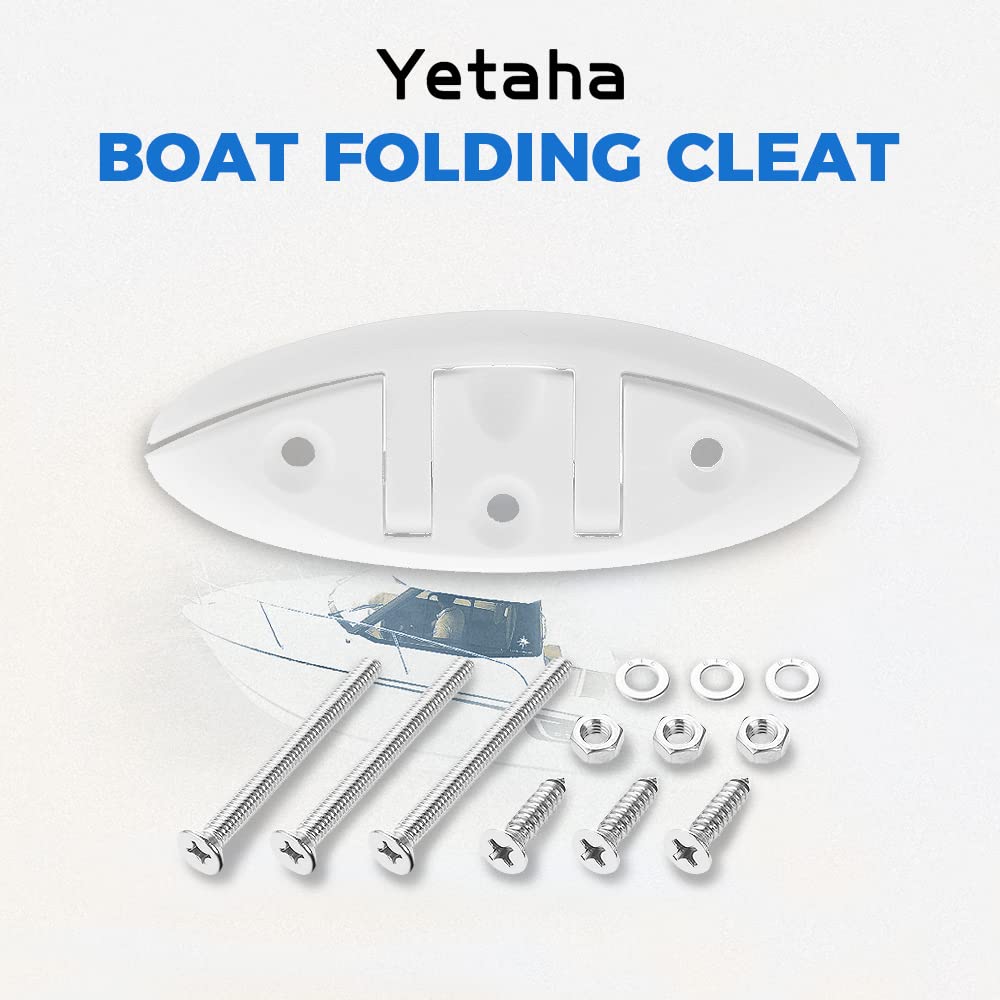 Yetaha 4 Pack Folding Boat Cleat - Heavy Duty Flip Up Dock Mooring Cleat with Mounting Screws for Marine Deck Rope (5.12 Inch) - Perfect for Boats, Kayaks, and Dock Accessories | Ideal for Securing Vessels, Kayak Storage & Marine Rope Management