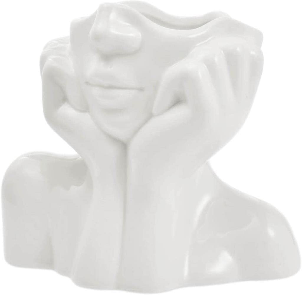 Ceramic Face Sculpture Vase - Handcrafted Art Decor for Tabletop Flower Arrangement | Modern Home & Office Decoration | Perfect for Living Room, Bedroom, and Gift Giving