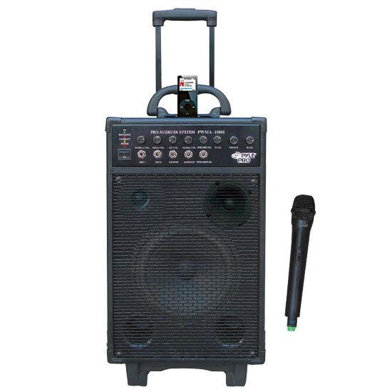 Pyle Pro 800 Watt VHF Wireless PA System with Echo & iPod Dock - Portable Sound System for Outdoor Events, Concerts, and Public Speaking