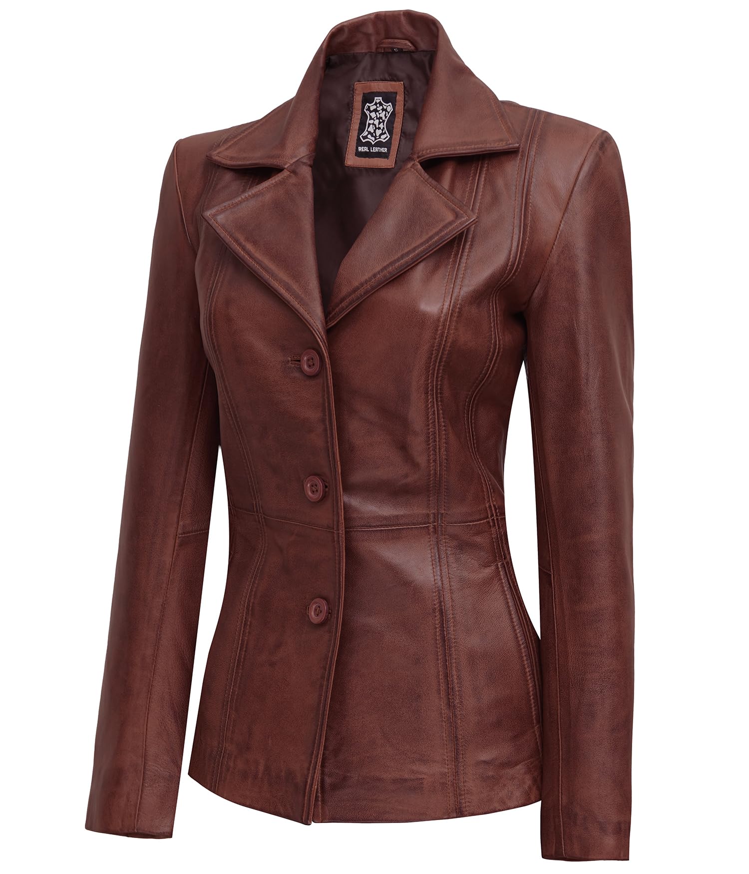 Genuine Lambskin Leather Blazers for Women - Business Casual Blazer Jackets - Slim Fit Office Wear & Evening Outfits