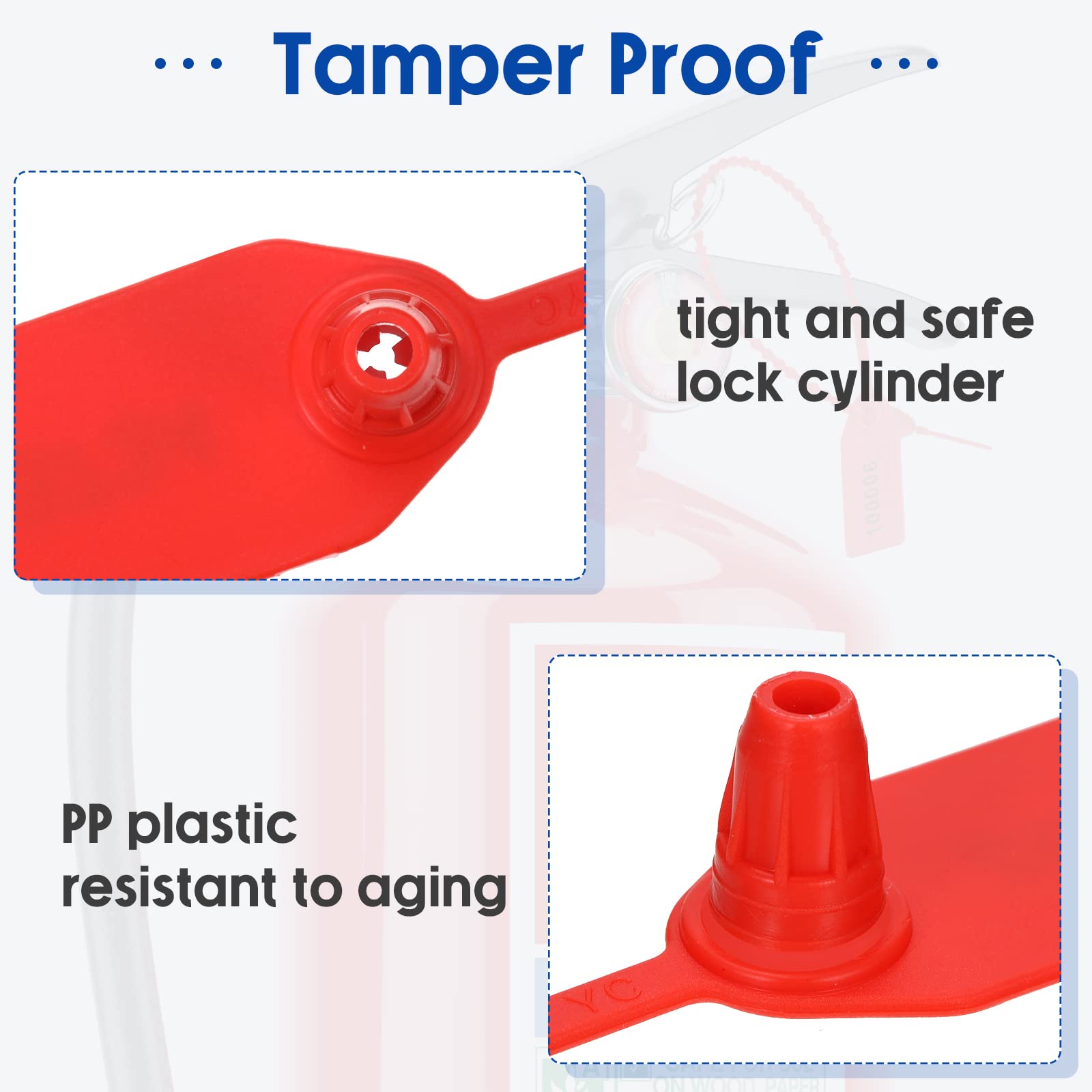 Roowest 2000 Pcs Plastic Tamper Proof Security Seals - Numbered Disposable Self-Locking Zip Ties for Fire Extinguishers, Equipment & Safety Signage (250mm Length, Red) | Ideal for Industrial Use, Warehouse Security & Safety Inspections