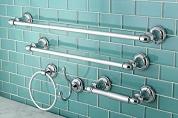 Provence Chrome 5-Piece Bathroom Accessory Set - Towel Bar, Ring, Robe Hook & Toilet Paper Holder - Modern Powder Room Decor - Perfect for Towels & Bath Essentials - Ideal for Home, Hotel & Spa Renovation