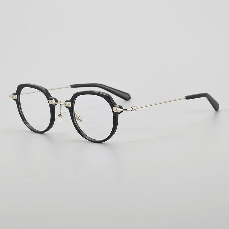 Aror Unisex Full Rim Flat Top Oval Titanium Acetate Eyeglasses Frame 46018 - Lightweight & Durable for Work, Reading & Fashion