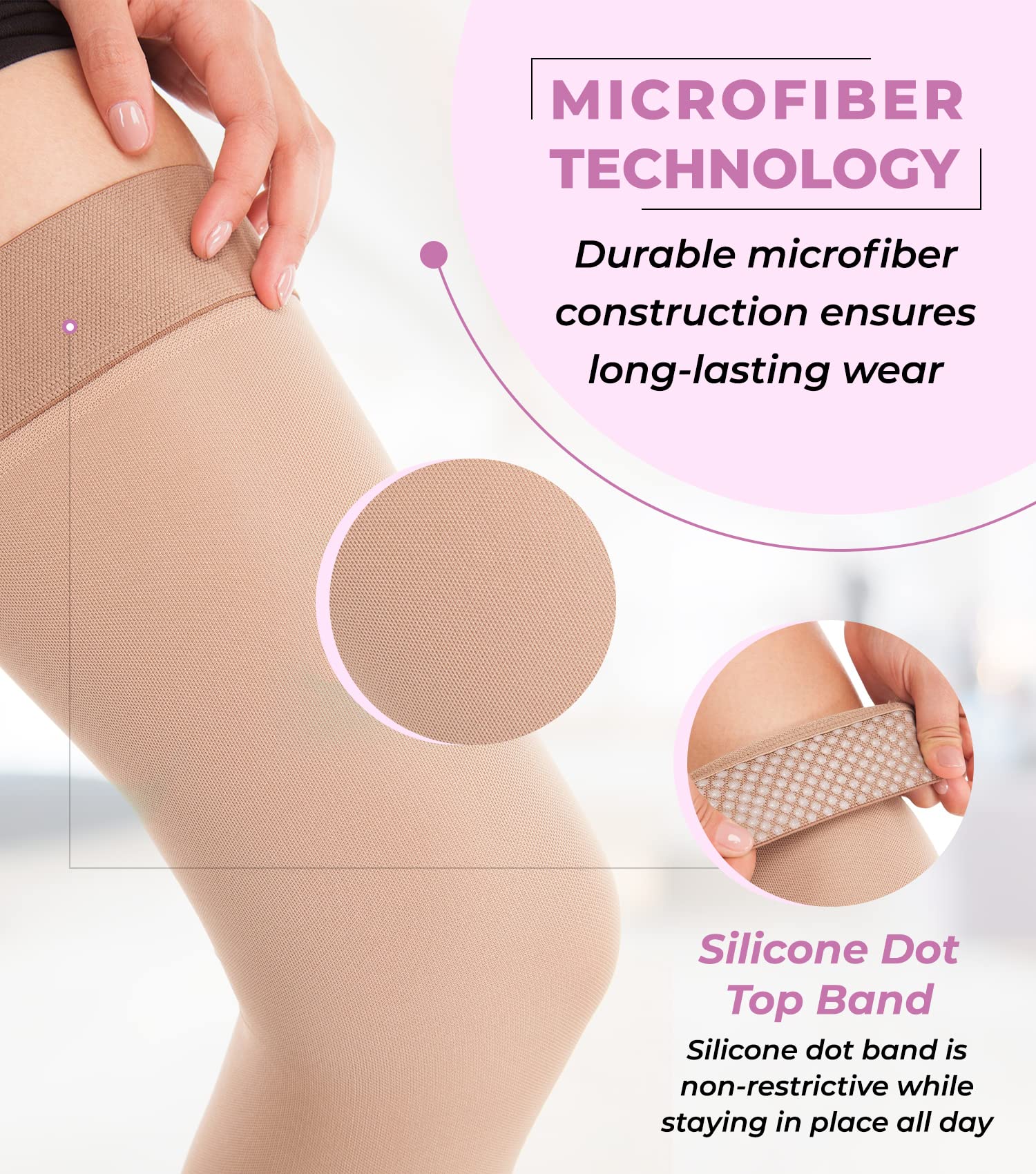 Gabrialla Graduated Compression Stockings for Women - Strong Microfiber Medical Support Socks - Ideal for Travel, Pregnancy & Varicose Vein Relief
