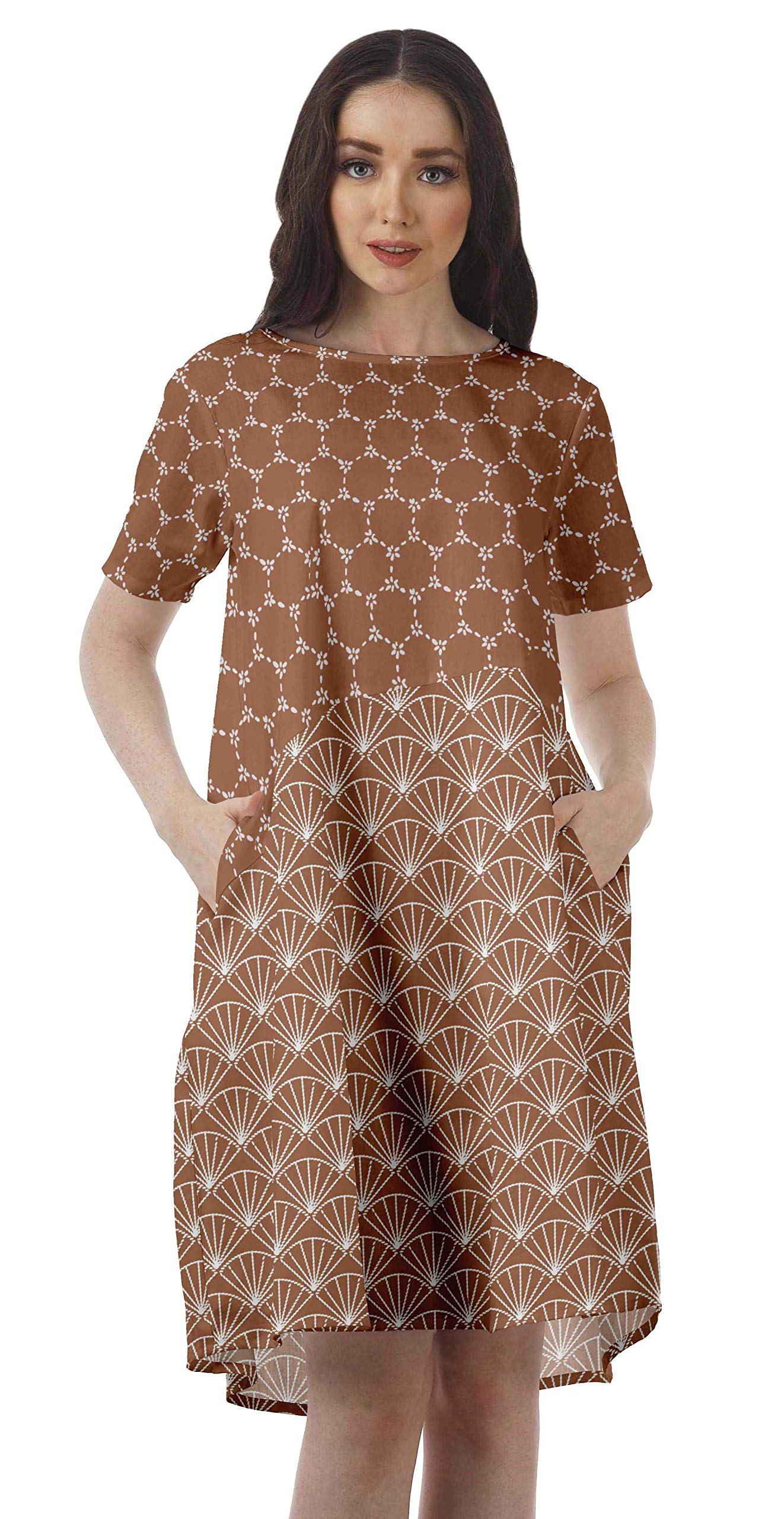 Women's Cotton Flex Tunic Dress - Short Sleeve Summer Casual Dress for Women | Perfect for Beach Outings, Vacation Wear & Everyday Comfort