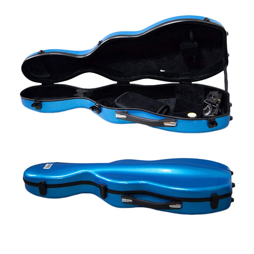 Premium Fiberglass Violin Case - Full Size, Durable & Lightweight Cello-Shaped Design with Hygrometer & Backpack Straps (Blue) - Perfect for Travel, School & Professional Musicians