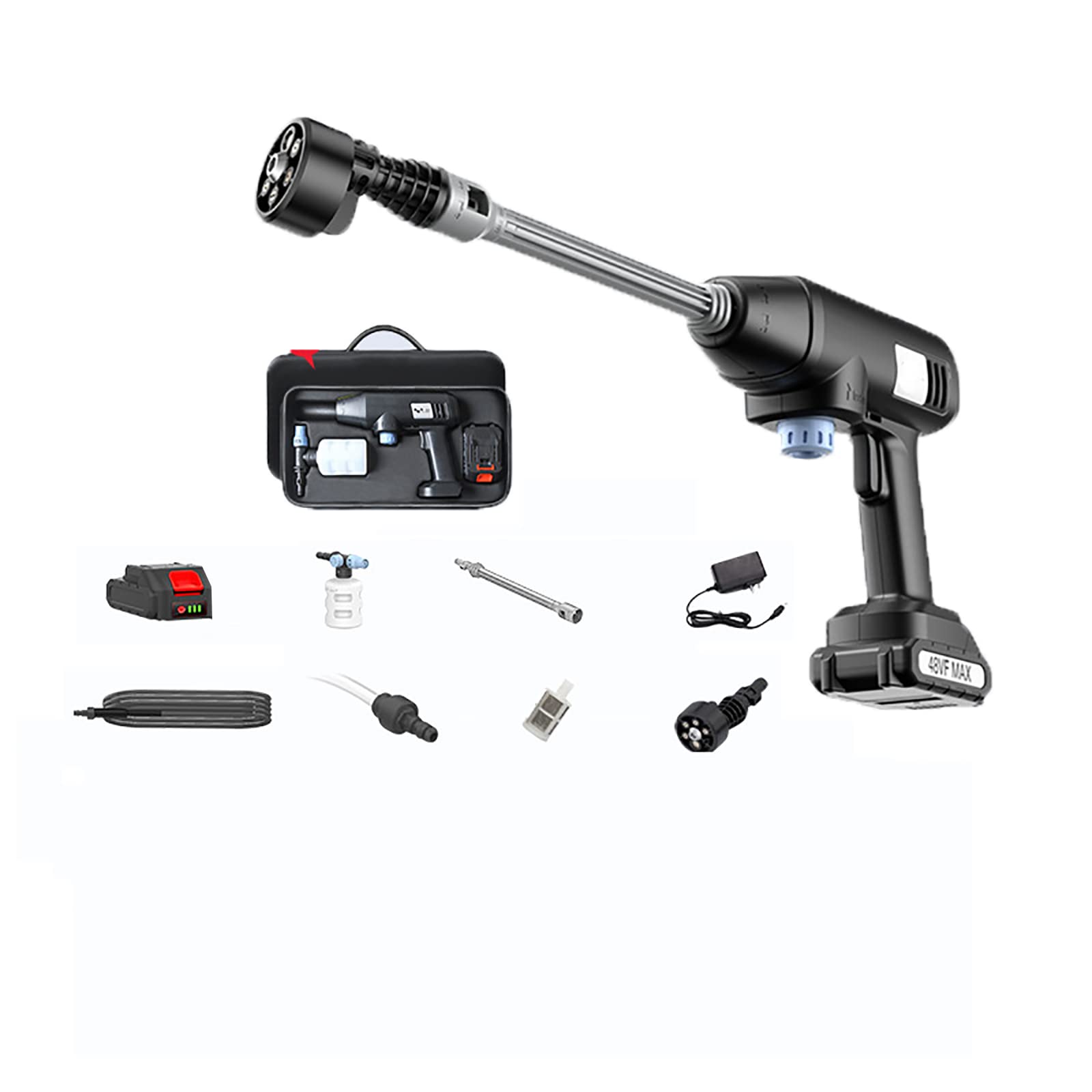 24V Cordless Electric Power Washer with 5 Nozzles & Foam Cannon - Portable Pressure Washer for Car Washing, Garden Cleaning, Patio, Windows & Outdoor Surfaces - Ideal for Home, RV & Auto Detailing