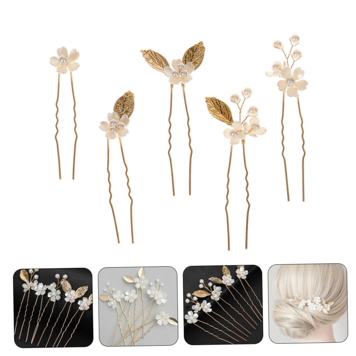 15 Pcs Rhinestone Hair Clips - Gold Trim U-Shaped Bobby Pins for Women, Bridal Hair Accessories, Wedding Party, Prom & Special Occasions | Floral Crystal Decor with Zinc Alloy Metal Base