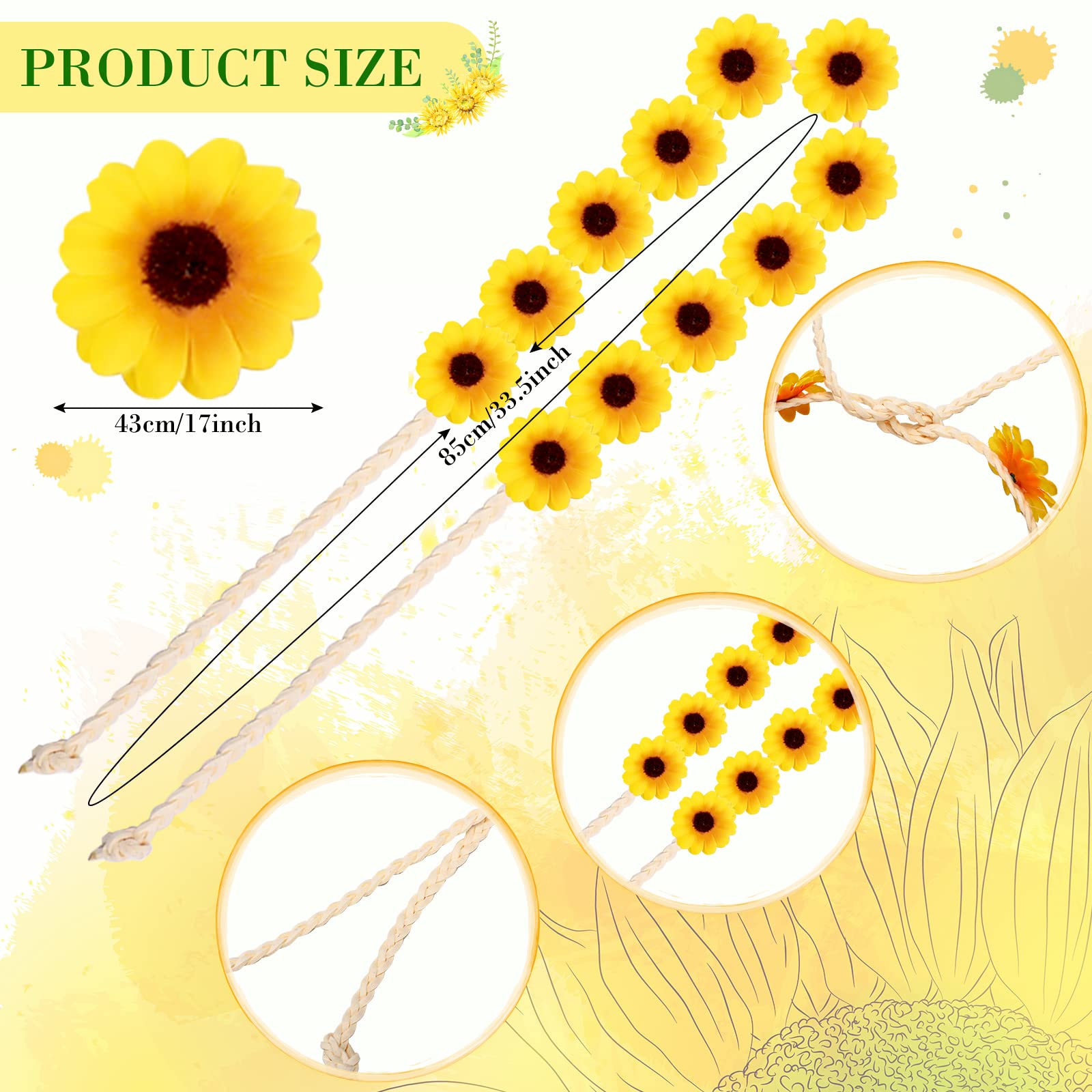 2 Pack Boho Sunflower Dresses for Women & Matching Sunflower Headband - Floral Summer Outfits for Beach, Baby Shower, Gender Reveal Party & Outdoor Events