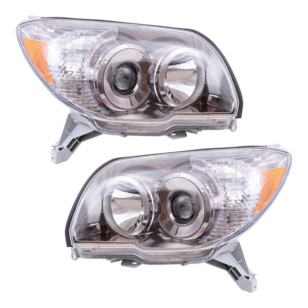 Brock Replacement Headlights for 2006-2009 Toyota 4Runner SUV - Driver & Passenger Side Smoked Bezels Headlamps (Compatible with OEM 81170-35451 & 81130-35471) - Perfect for Night Driving & Off-Road Adventures