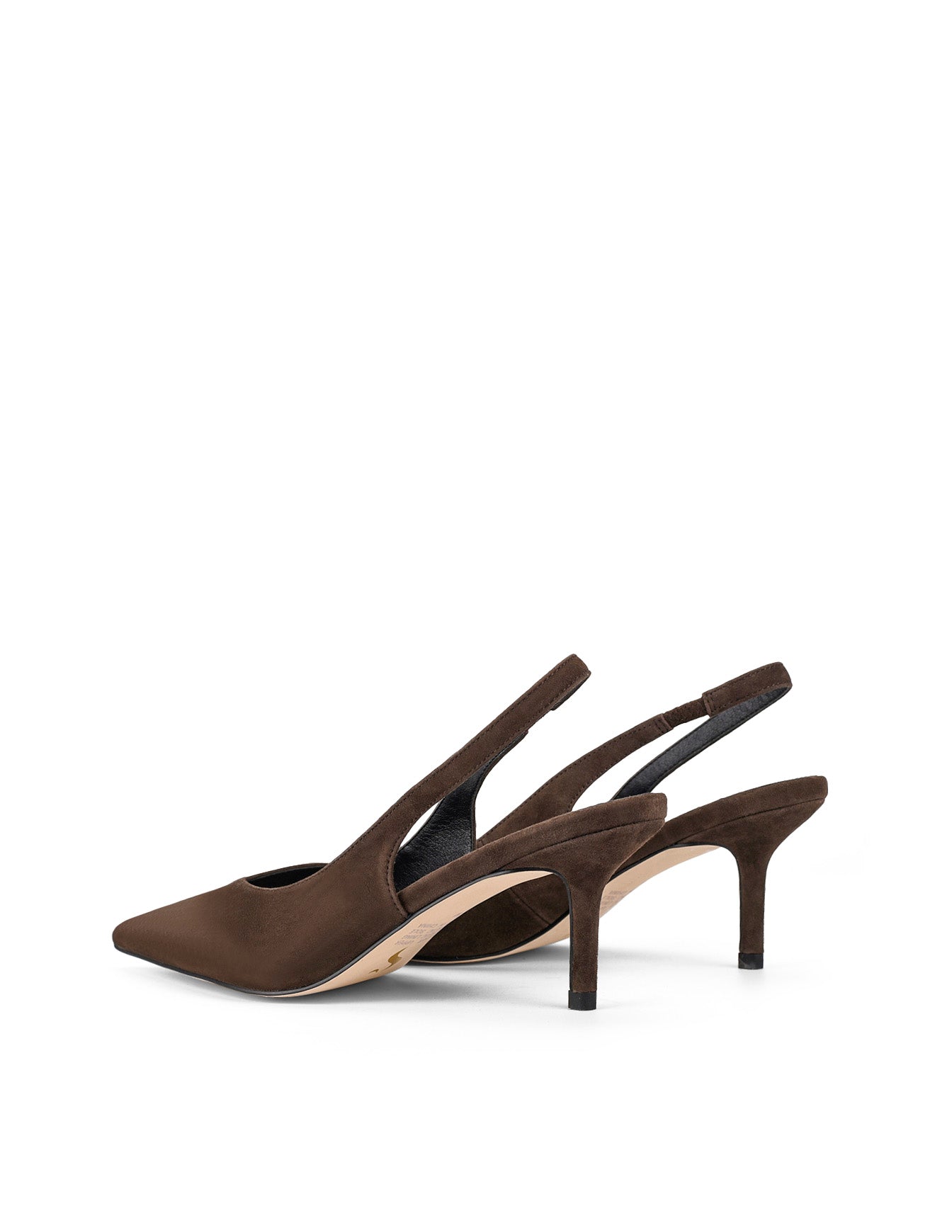 Yory Slingback Kitten Heels - Women's Comfortable Low Block Heel Shoes in Chocolate Brown Suede for Office, Wedding & Casual Wear