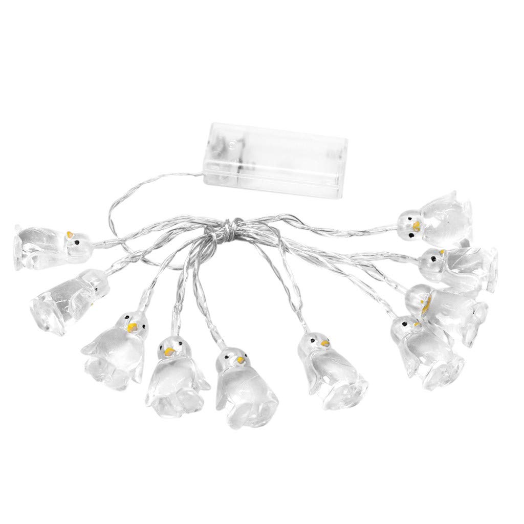 Penguin Animal Shape LED String Lights - 10 LED 1.65M Decorative Train Lights for Christmas Tree, Bedroom, Party & Indoor/Outdoor Decor (Yellow)
