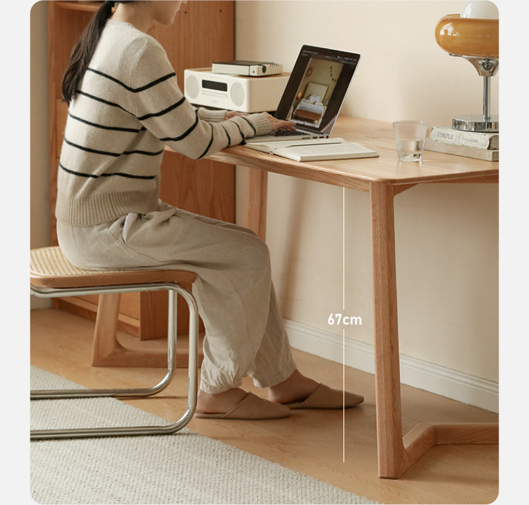 Premium Solid Oak Wood Large Office Desk - Spacious Workstation for Home & Business Use - Ideal for Writing, Studying & Remote Work