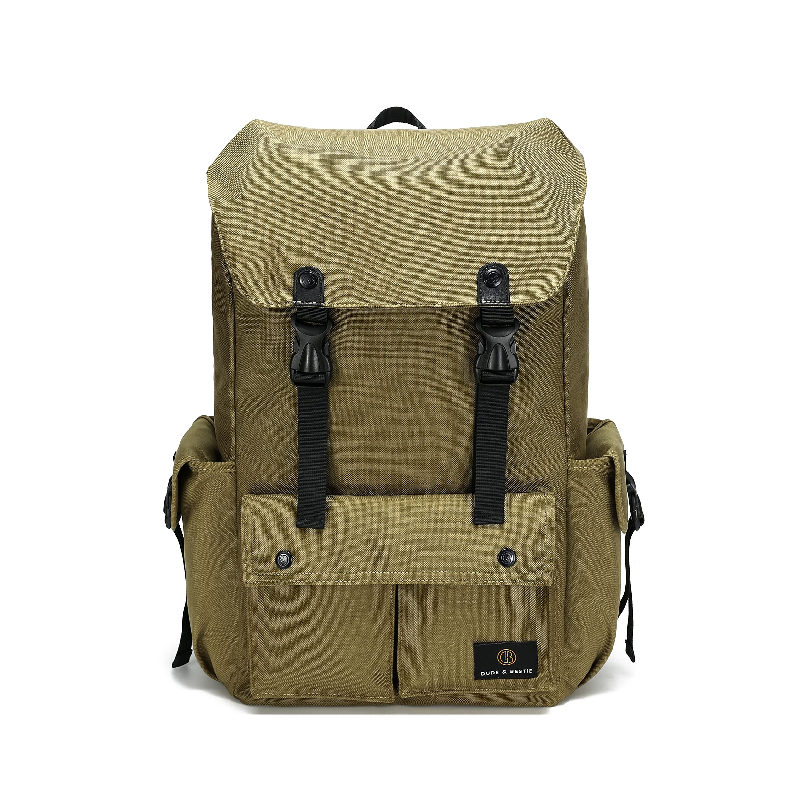 Dude & Bestie Predator 25L Laptop Backpack - Waterproof Travel Backpack for School, Work & College - Durable Khaki Green Daypack for Men & Women - Perfect for Commuting, Hiking & Business Trips