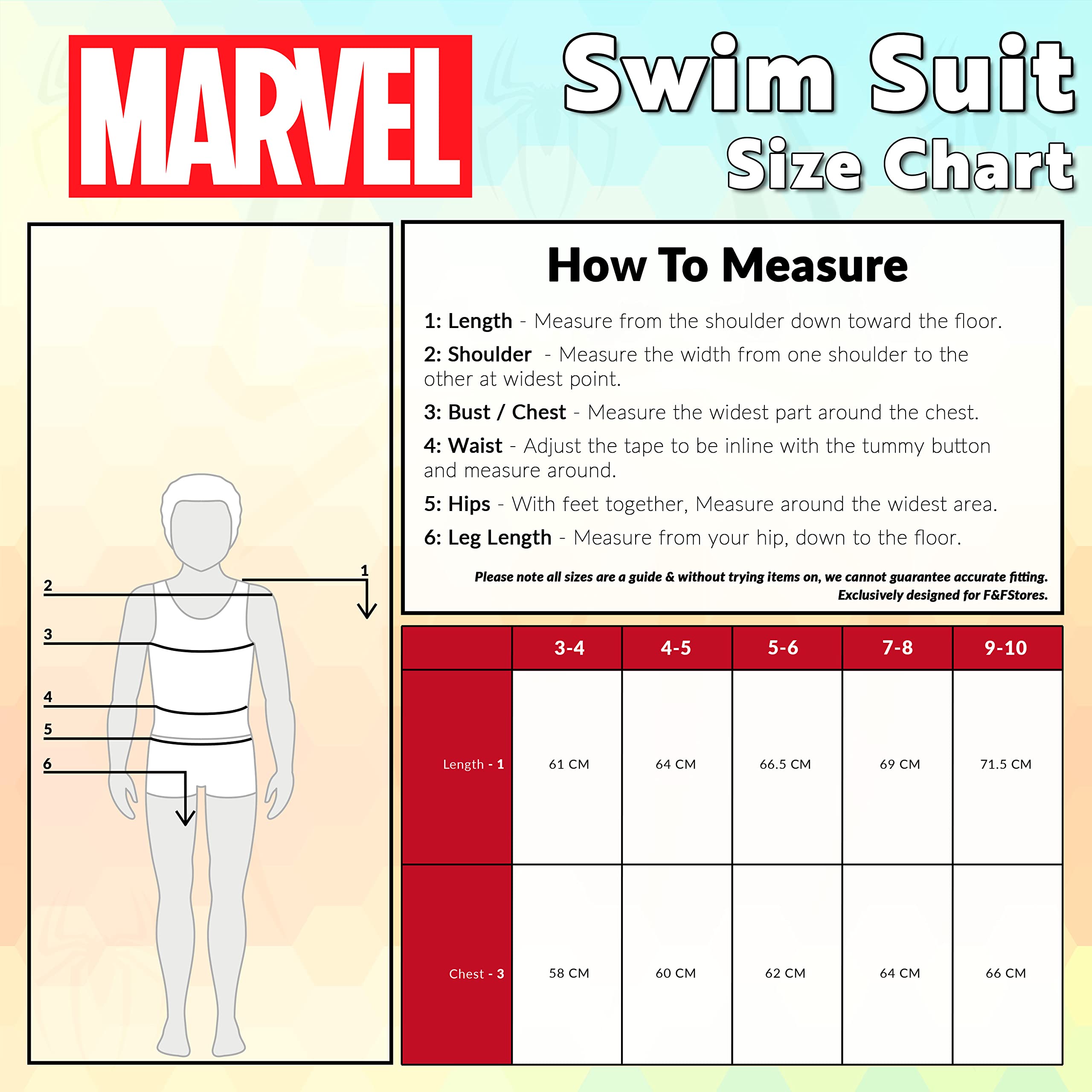Marvel Superhero Kids Rash Guard Swimsuit - UPF 50+ Sun Protection Full Body Swimwear for Boys & Girls - Perfect for Beach, Pool, Summer Vacation & Water Sports Activities